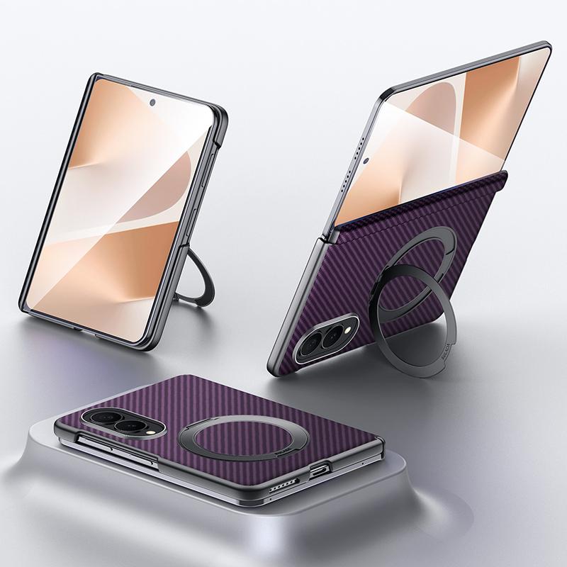 For Galaxy Z Fold8 5G SULADA Kevlar Texture MagSafe Magnetic Holder Phone Case(Purple) - Shopkiz.com