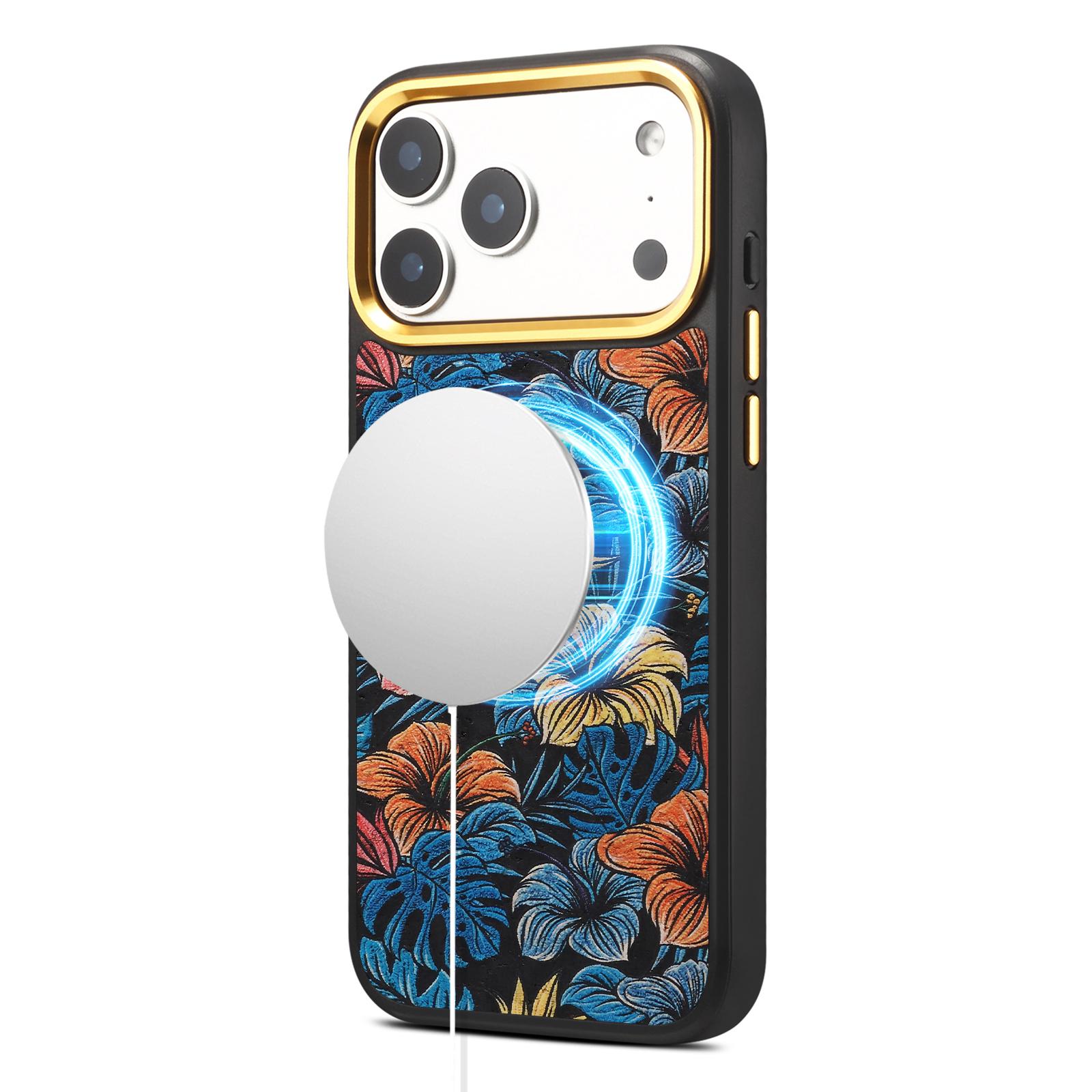 For iPhone 17 Pro Max Denior A28+1 Ethnic Embroider Pattern Style Magnetic Phone Case(Black) - Shopkiz.com
