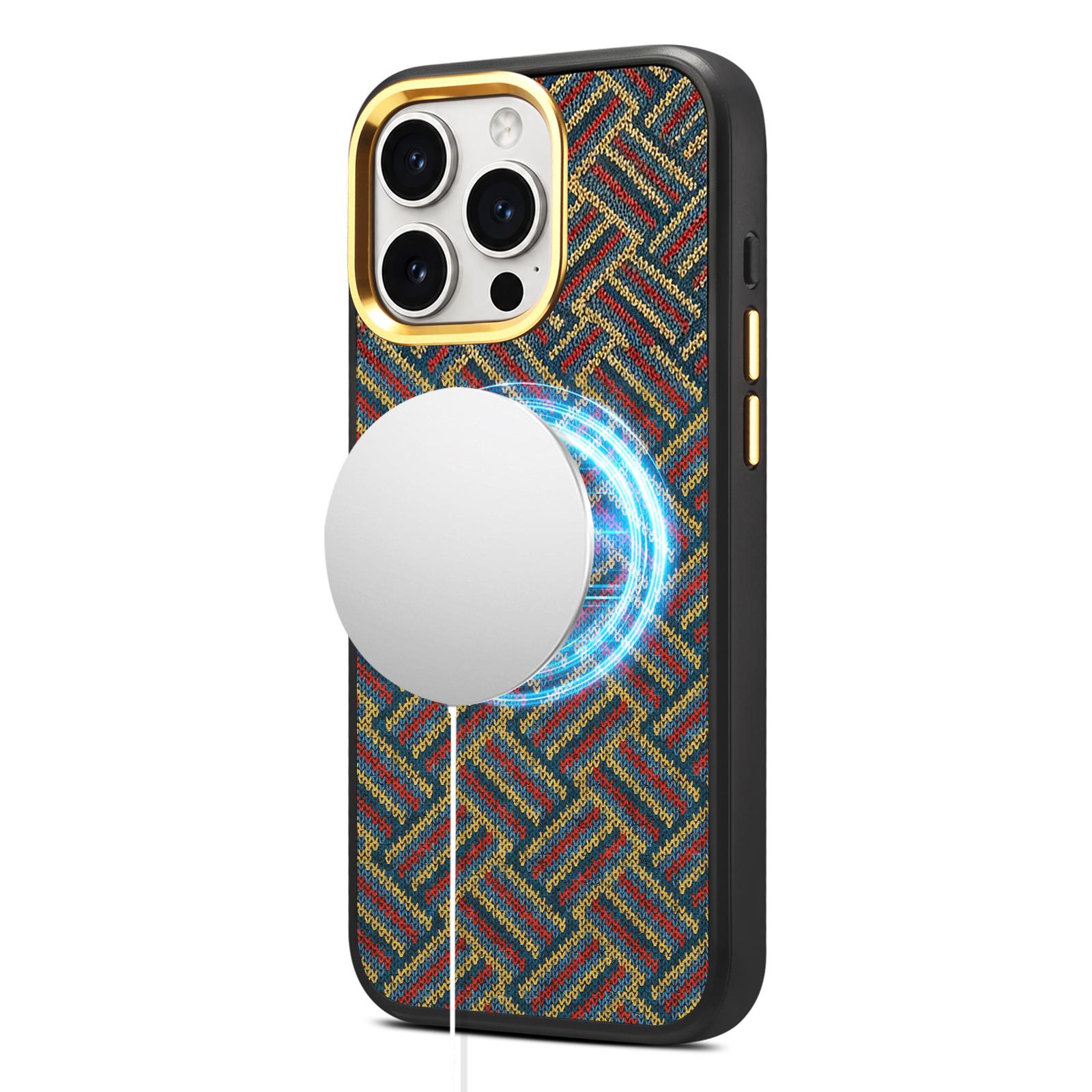For iPhone 16 Pro Max Denior A28+1 Ethnic Embroider Pattern Style Magnetic Phone Case(Red) - Shopkiz.com