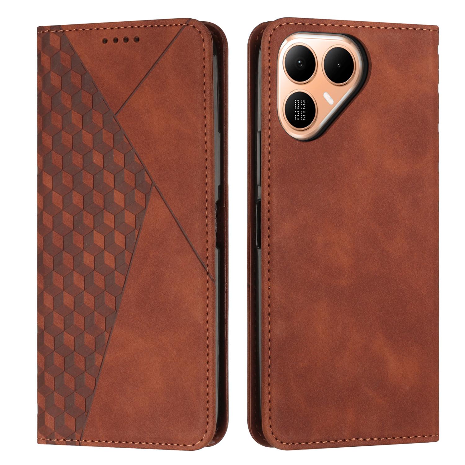For Tecno Pova 8 5G Diamond Splicing Skin Feel Magnetic Leather Phone Case(Brown) - Shopkiz.com