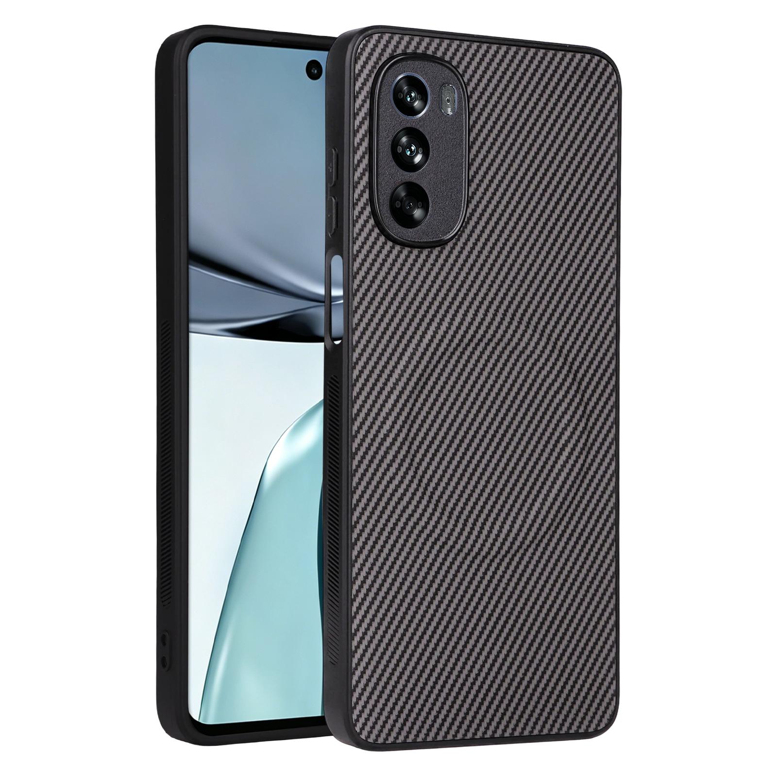 For Motorola Moto G62 5G Precise Cutout Carbon Fiber Texture Vegan Leather Phone Case(Grey) - Shopkiz.com