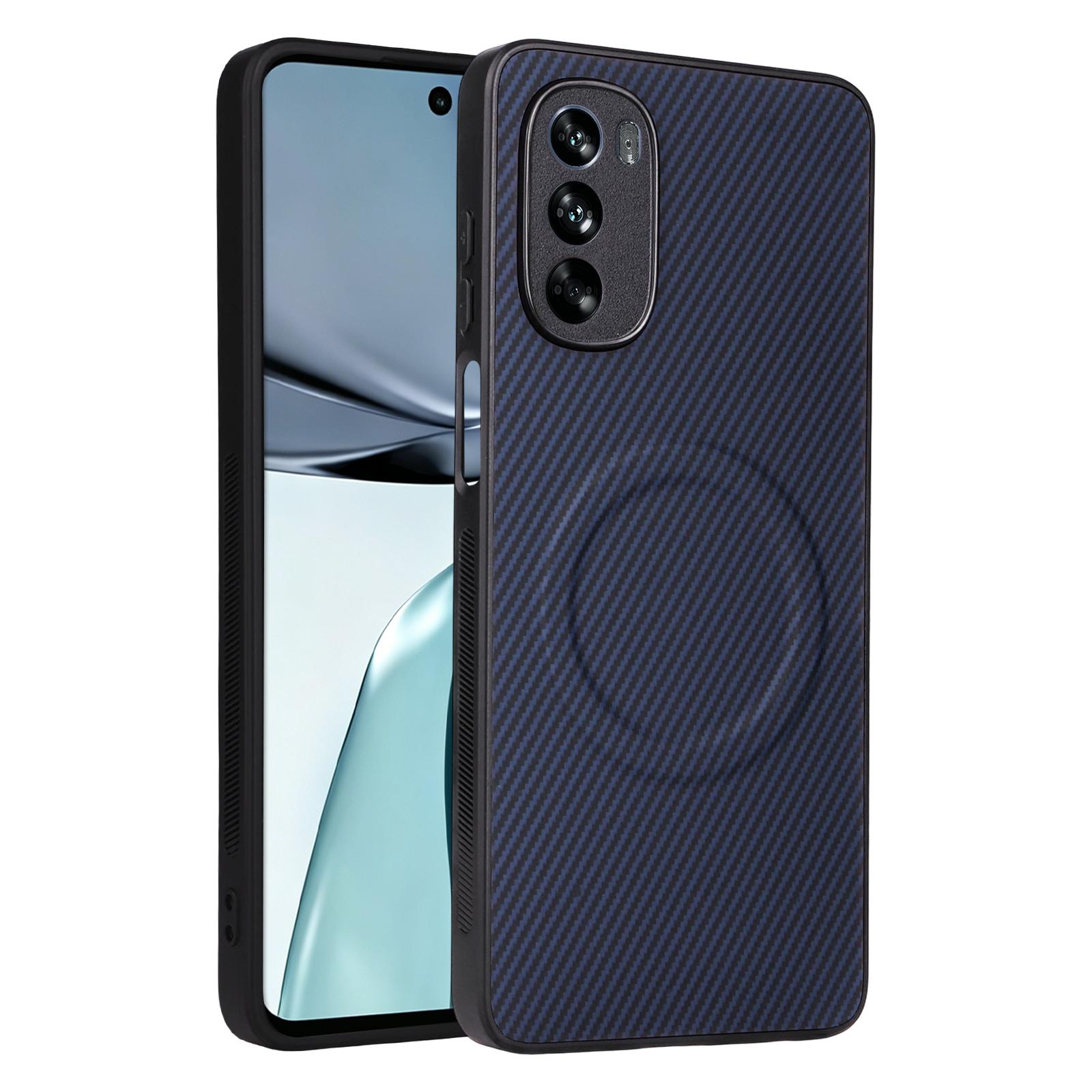 For Motorola Moto G62 5G Precise Cutout Carbon Fiber Texture Vegan Leather Phone Case(Blue) - Shopkiz.com