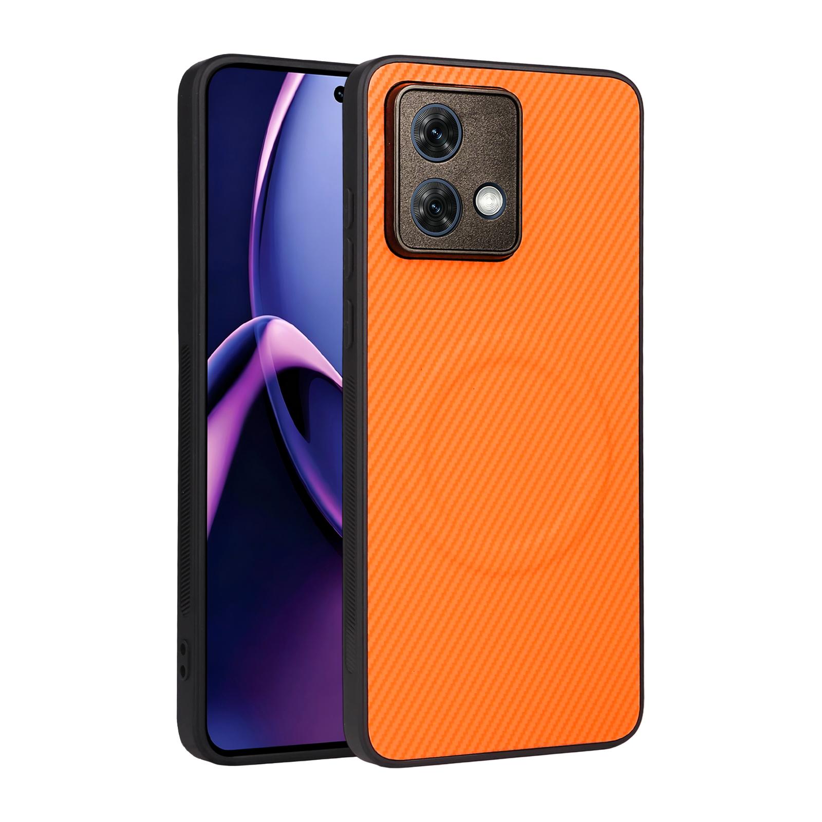 For Motorola Moto G84 5G Precise Cutout Carbon Fiber Texture Vegan Leather Phone Case(Orange) - Shopkiz.com