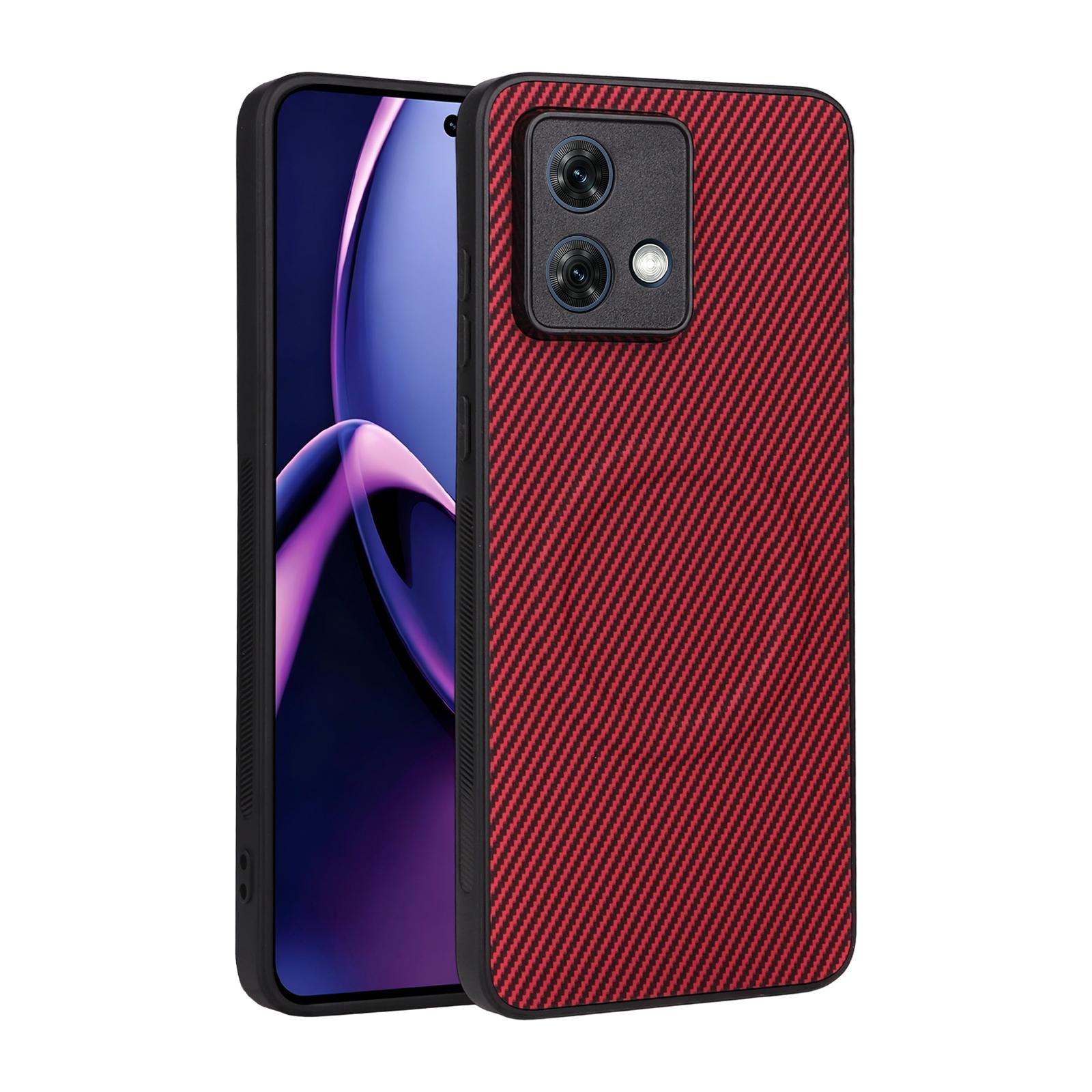 For Motorola Moto G84 5G Precise Cutout Carbon Fiber Texture Vegan Leather Phone Case(Red) - Shopkiz.com