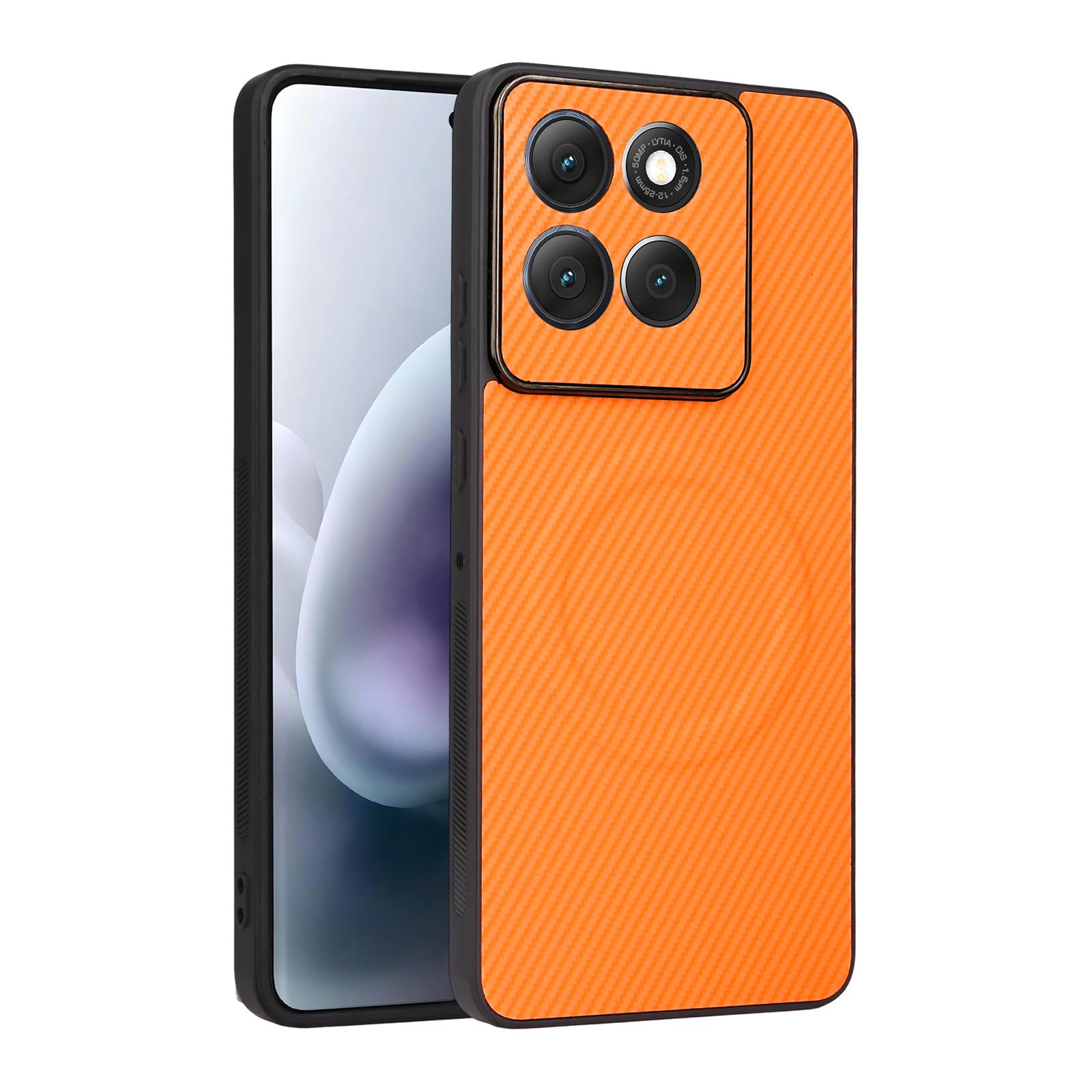 For Motorola Moto G86 5G Precise Cutout Carbon Fiber Texture Vegan Leather Phone Case(Orange) - Shopkiz.com