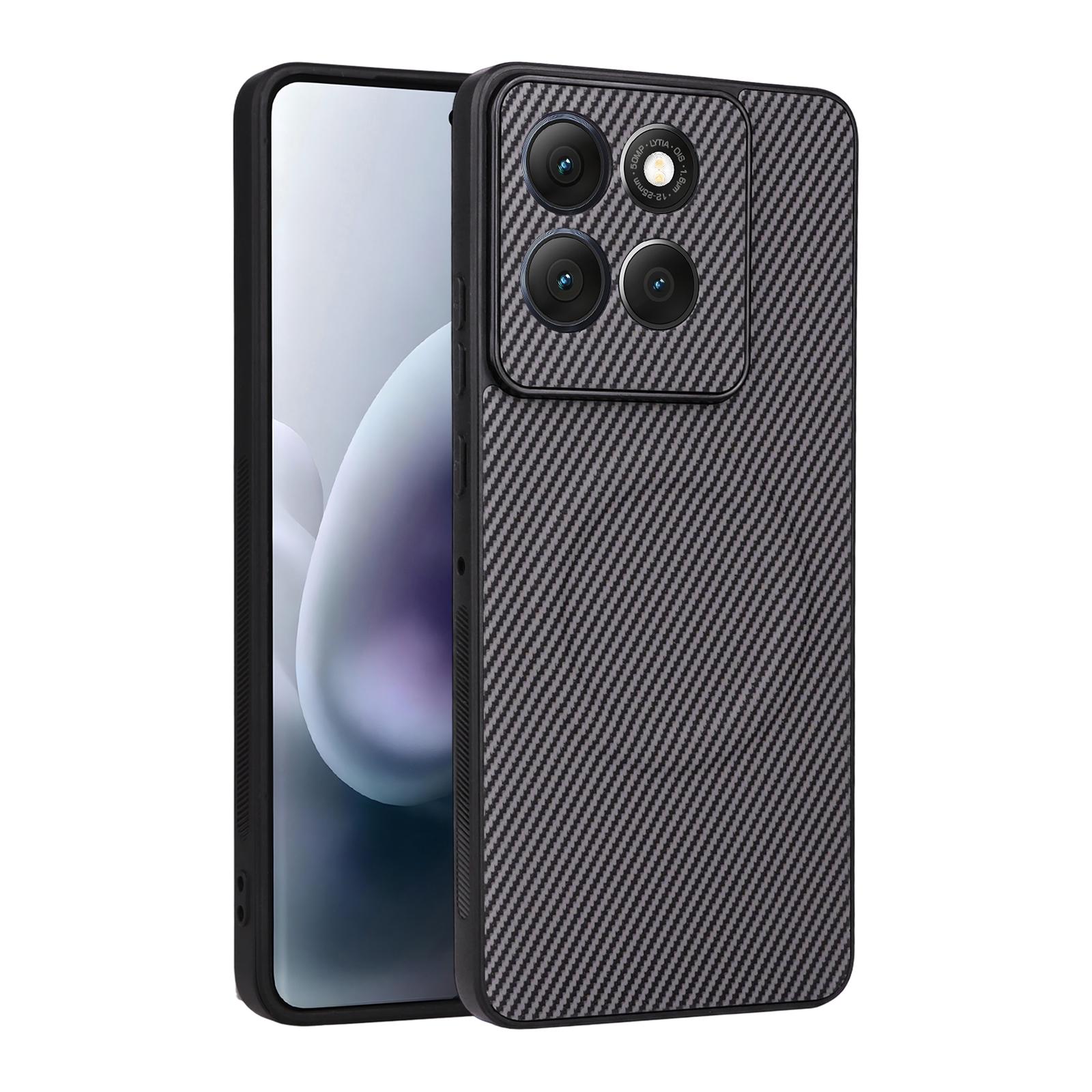 For Motorola Moto G86 5G Precise Cutout Carbon Fiber Texture Vegan Leather Phone Case(Grey) - Shopkiz.com