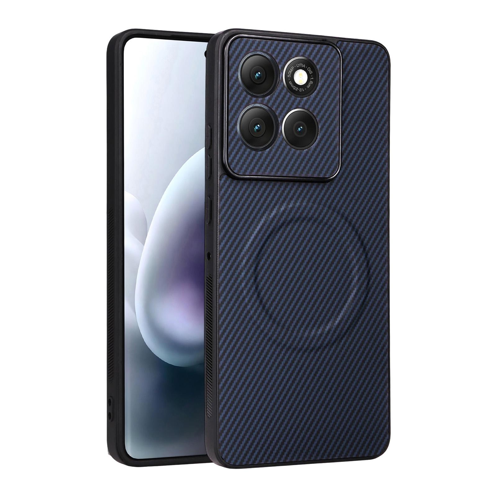 For Motorola Moto G86 5G Precise Cutout Carbon Fiber Texture Vegan Leather Phone Case(Blue) - Shopkiz.com