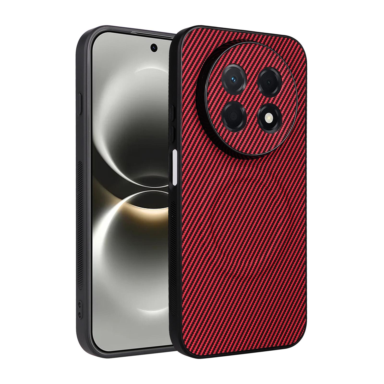 For Huawei nova 15 Max / Enjoy 90 Pro Max Precise Cutout Carbon Fiber Texture Vegan Leather Phone Case(Red) - Shopkiz.com