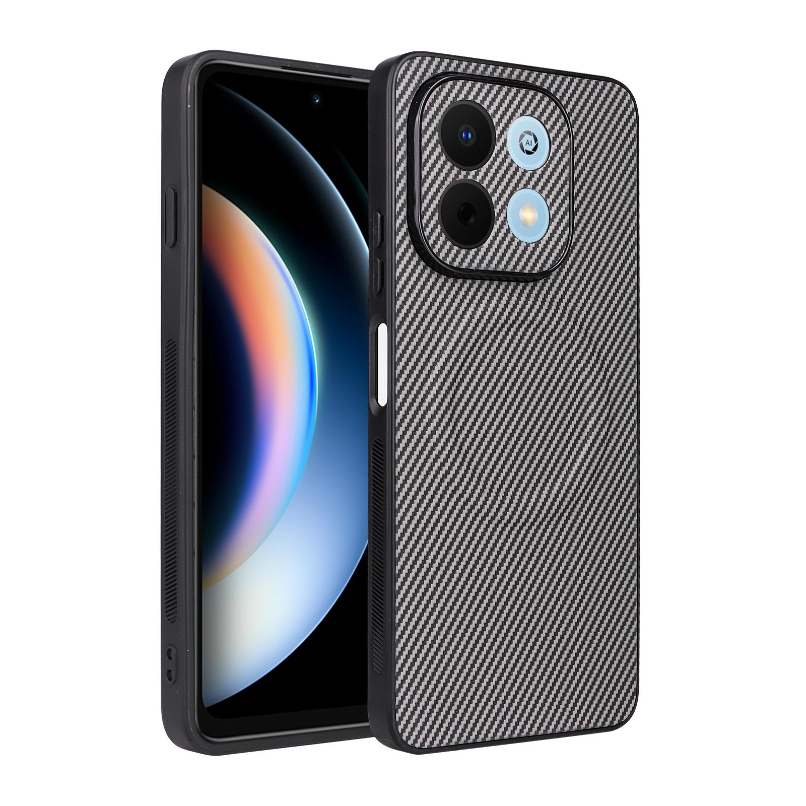 For Huawei nova Y74 4G / Enjoy 90 Plus 5G Precise Cutout Carbon Fiber Texture Vegan Leather Phone Case(Grey) - Shopkiz.com