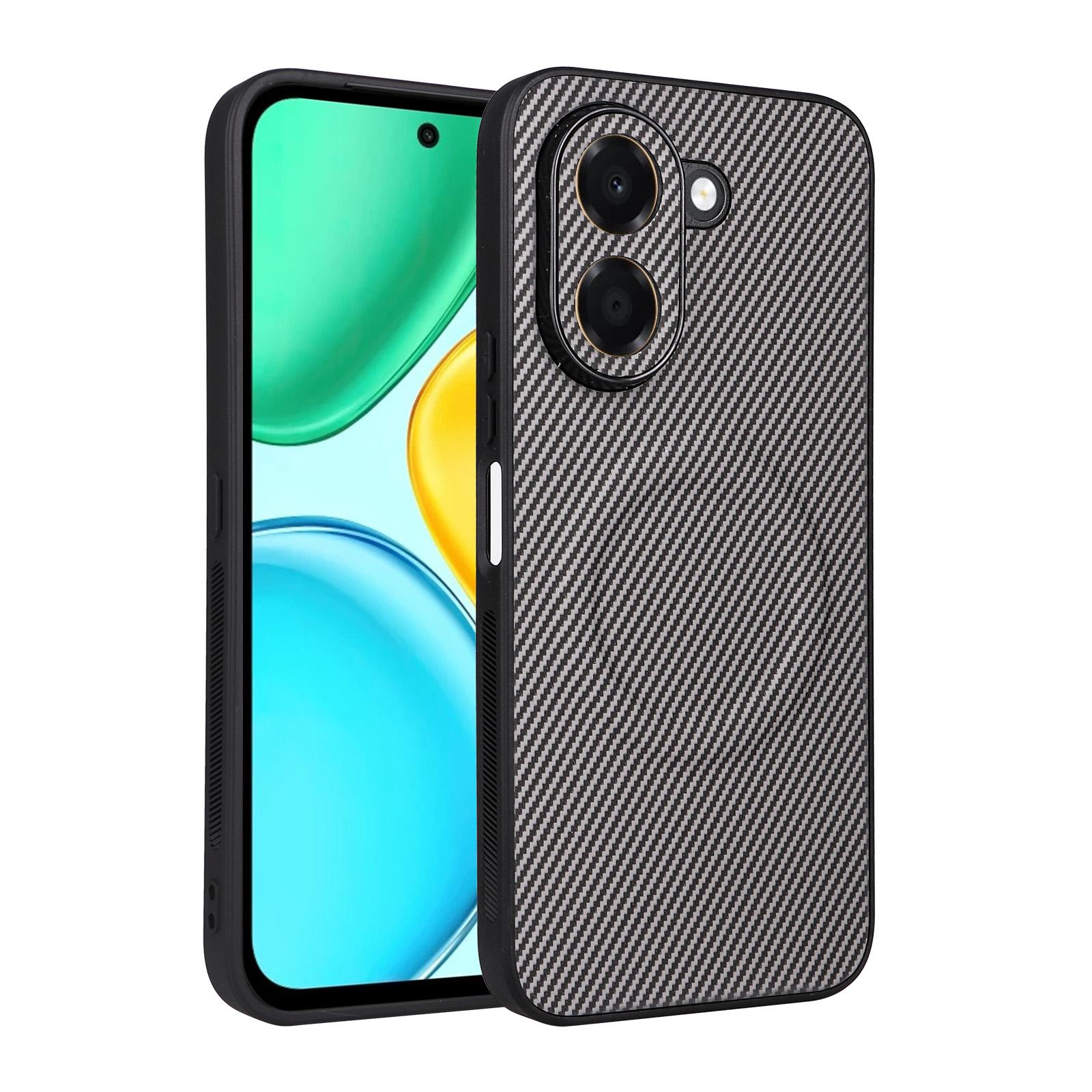 For Honor X7e 4G Precise Cutout Carbon Fiber Texture Vegan Leather Phone Case(Grey) - Shopkiz.com