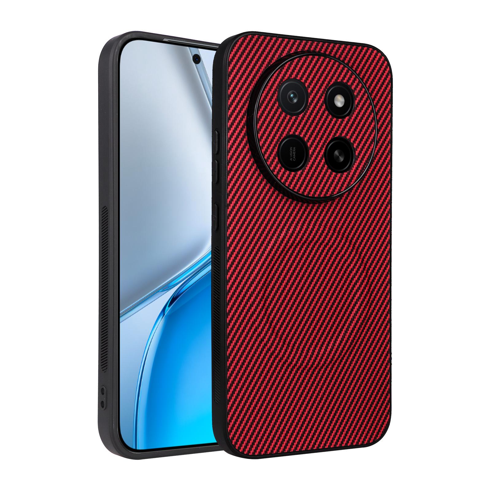 For Honor X80 Pro Max 5G Precise Cutout Carbon Fiber Texture Vegan Leather Phone Case(Red) - Shopkiz.com