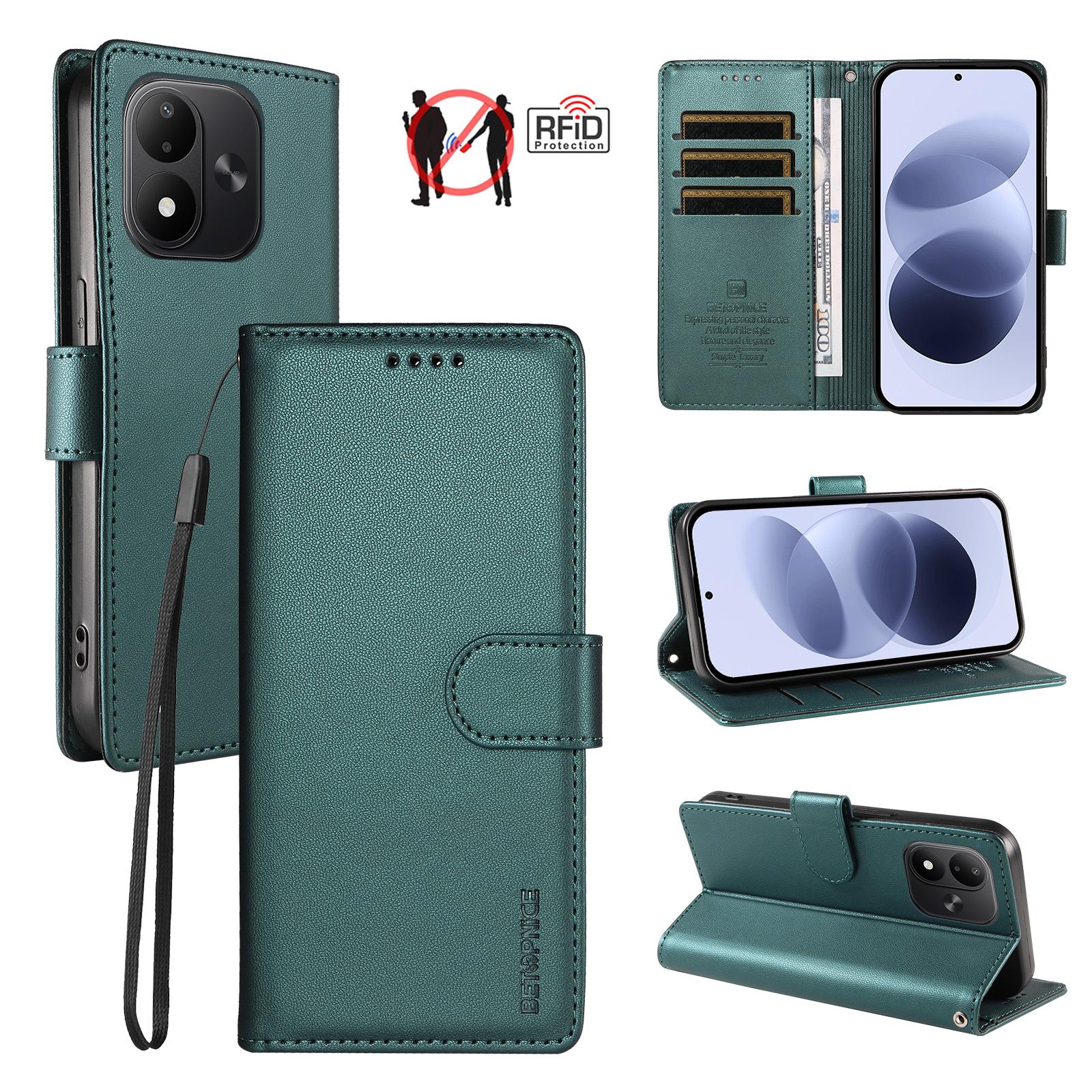 For Redmi Note 17 5G / 4G Global 171mm BETOPNICE Pearlescent RFID Vegan Leather Phone Case with Strap(Green) - Shopkiz.com