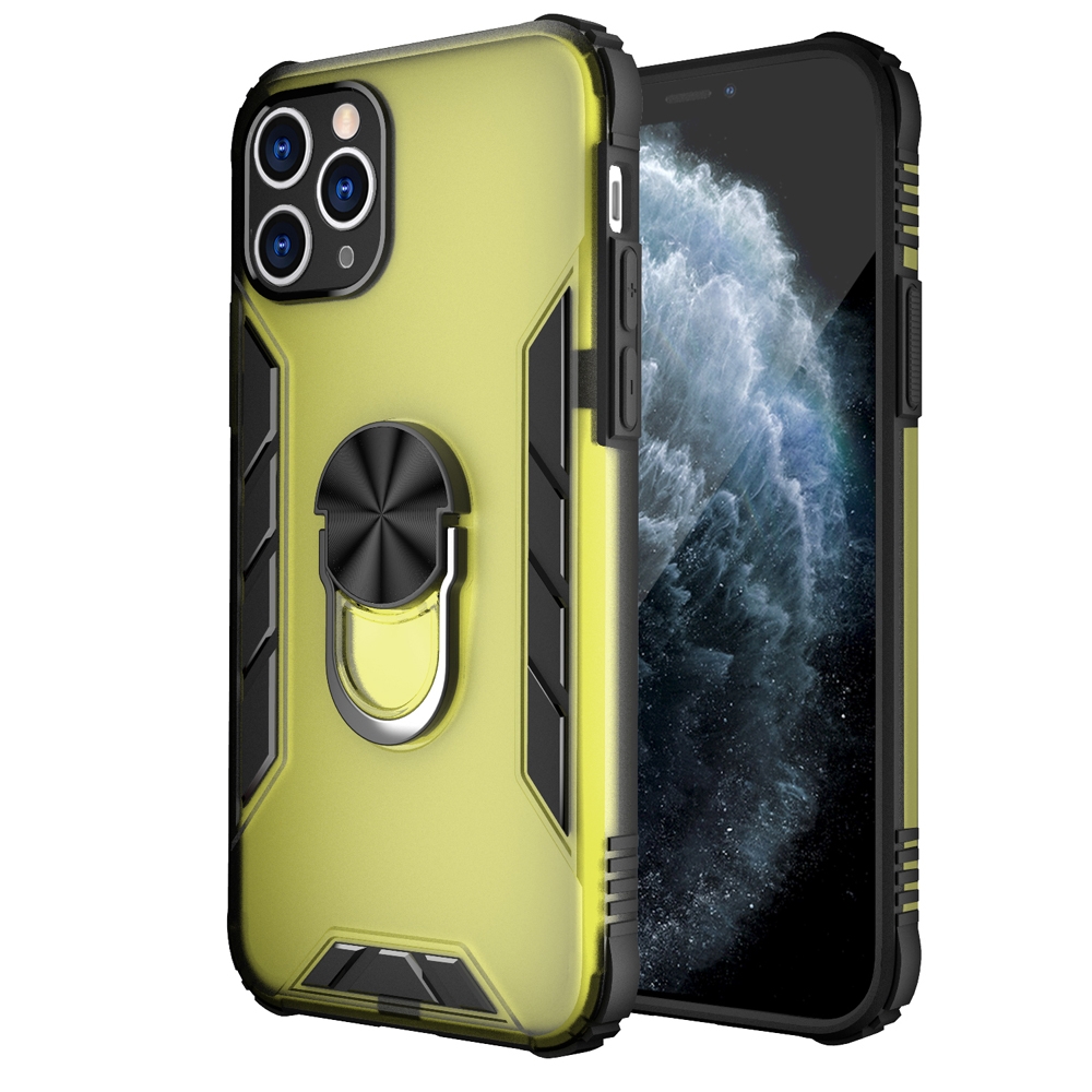 For iPhone 11 Pro Magnetic Frosted PC + Matte TPU Shockproof Casewith Ring Holder (Olive Yellow) - Shopkiz.com