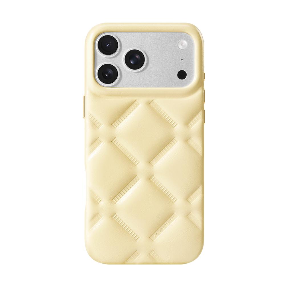 For iPhone 17 Pro Max YOYOISLES Cloud Series Vegan Leather Phone Case(Yellow) - Shopkiz.com