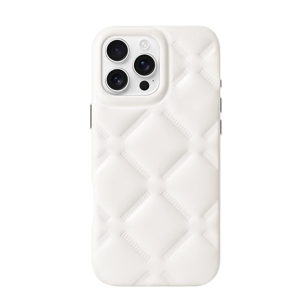 For iPhone 16 Pro Max YOYOISLES Cloud Series Vegan Leather Phone Case(White) - Shopkiz.com
