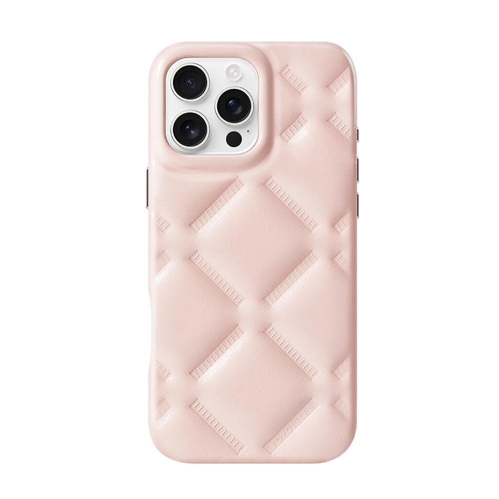 For iPhone 16 Pro YOYOISLES Cloud Series Vegan Leather Phone Case(Pink) - Shopkiz.com