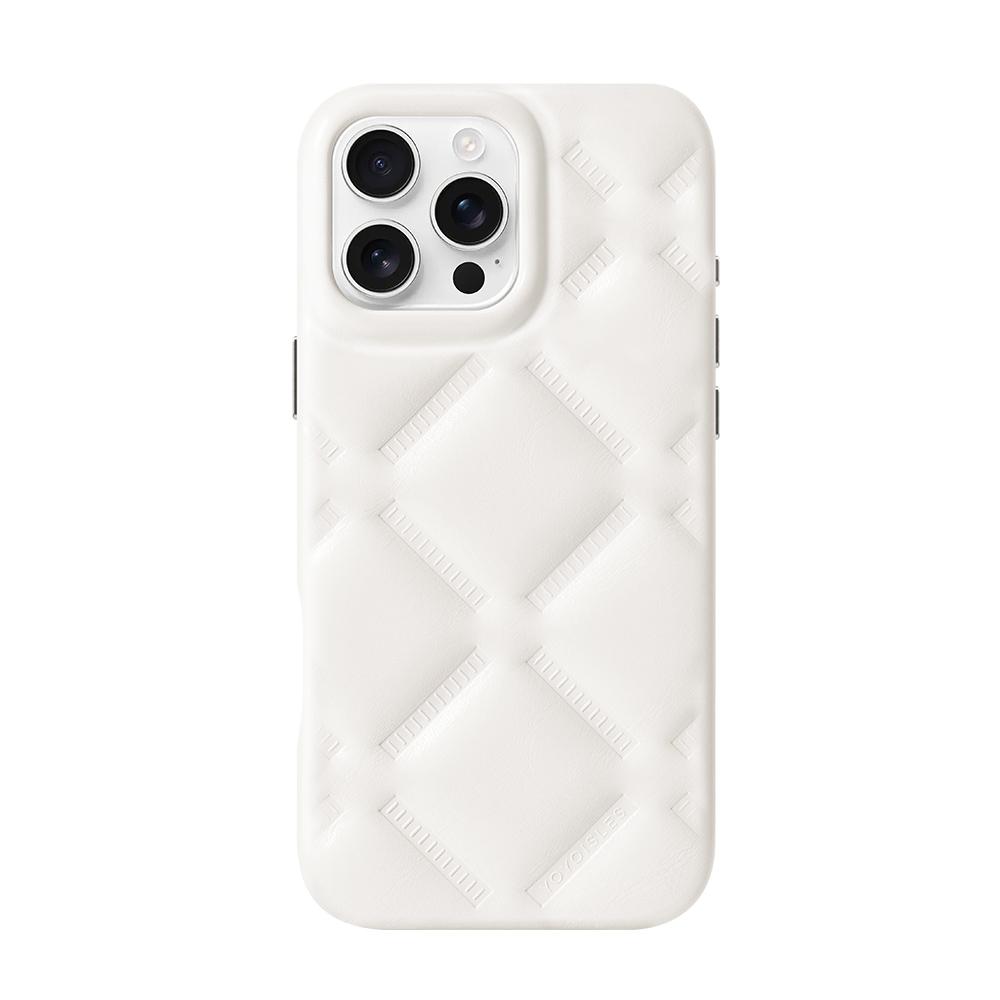 For iPhone 16 Pro YOYOISLES Cloud Series Vegan Leather Phone Case(White) - Shopkiz.com