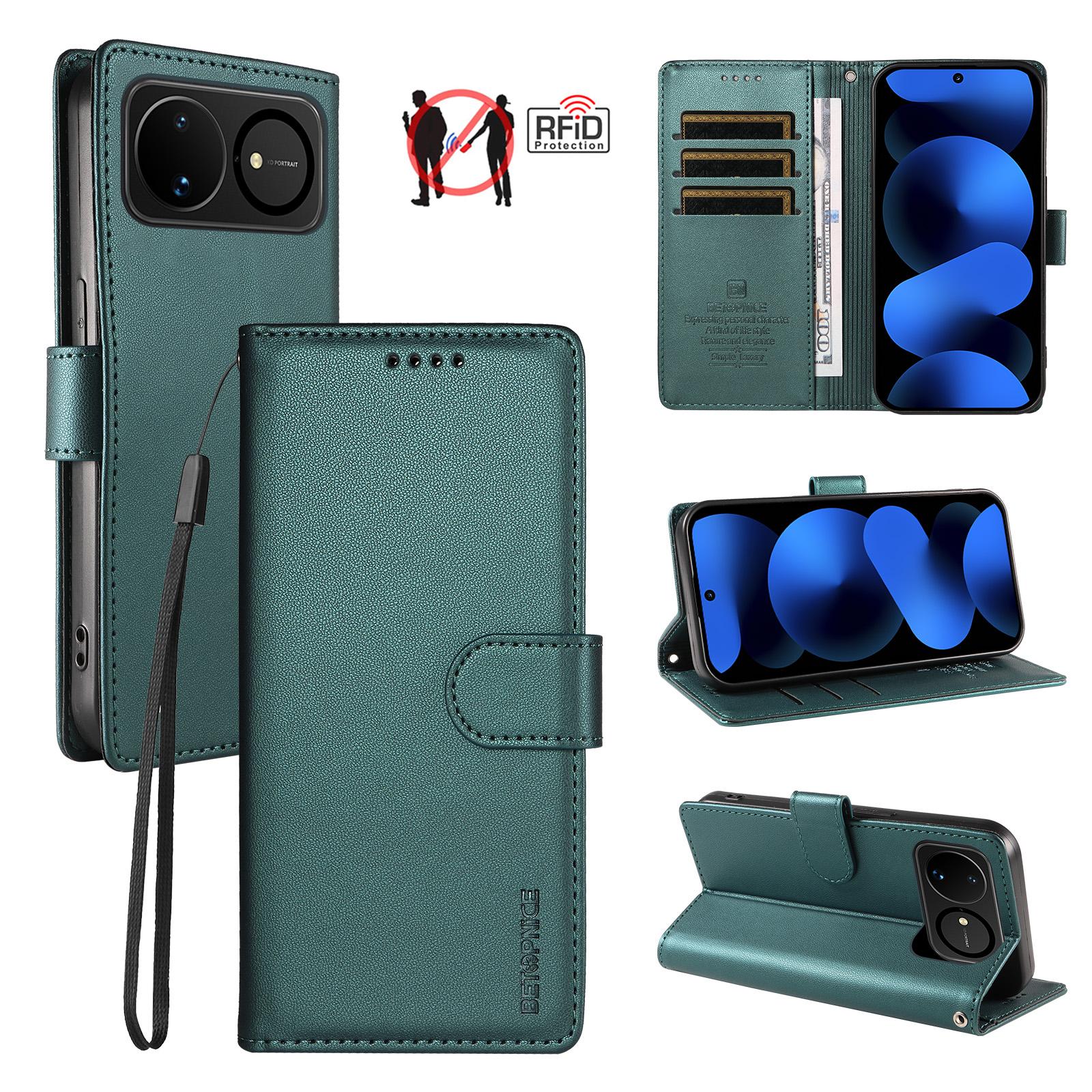 For Huawei nova 16 BETOPNICE Pearlescent RFID Vegan Leather Phone Case with Strap(Green) - Shopkiz.com