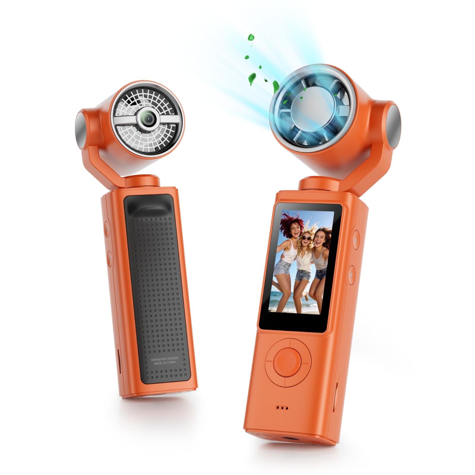 F21 1.97 inch IPS Screen 1080P HD Handheld Vlog Video Camera with Fan(Orange) - Shopkiz.com