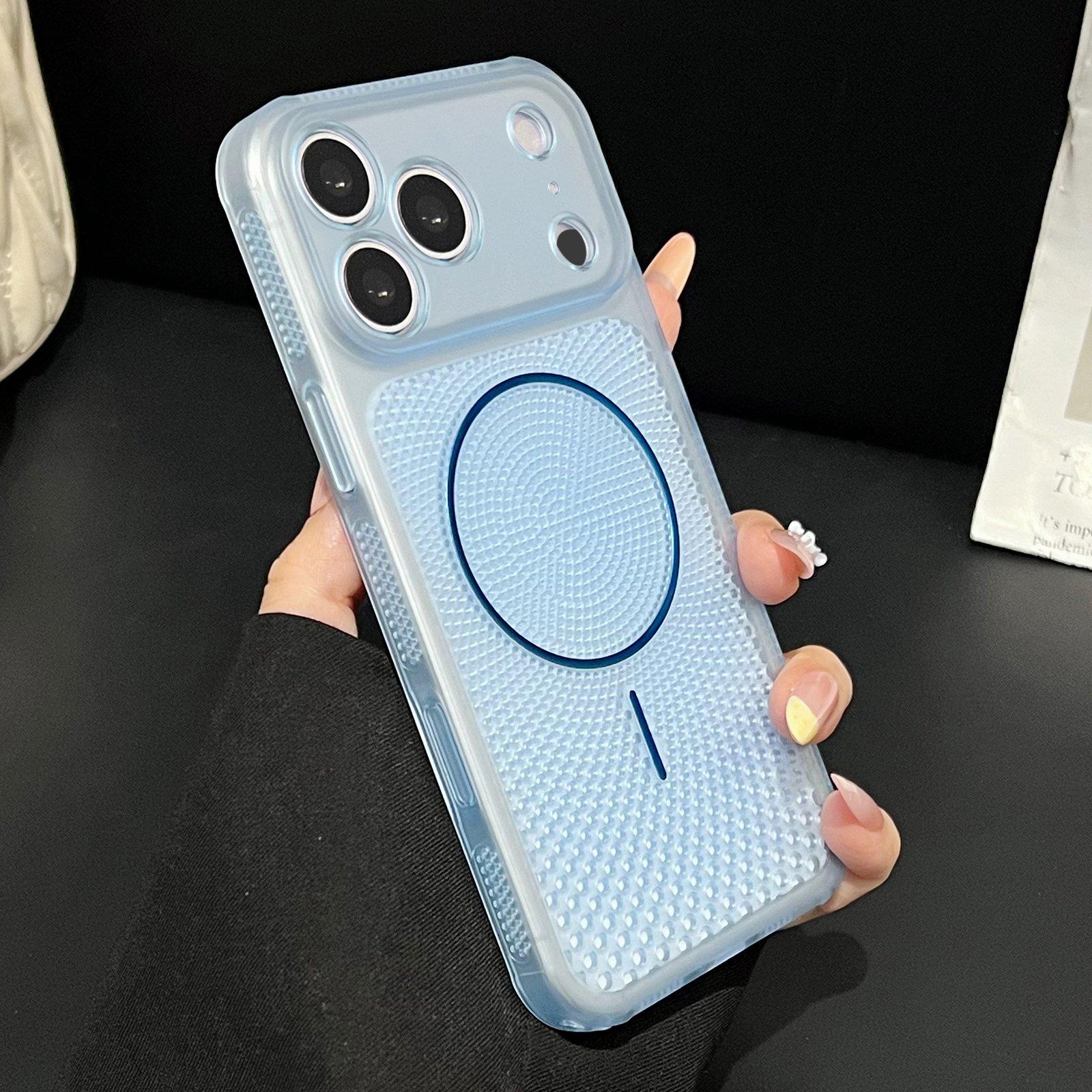 For iPhone 17 Pro Max Precision-cut Magnetic Ring Heat-Dissipating PC Phone Case(Translucent Blue) - Shopkiz.com