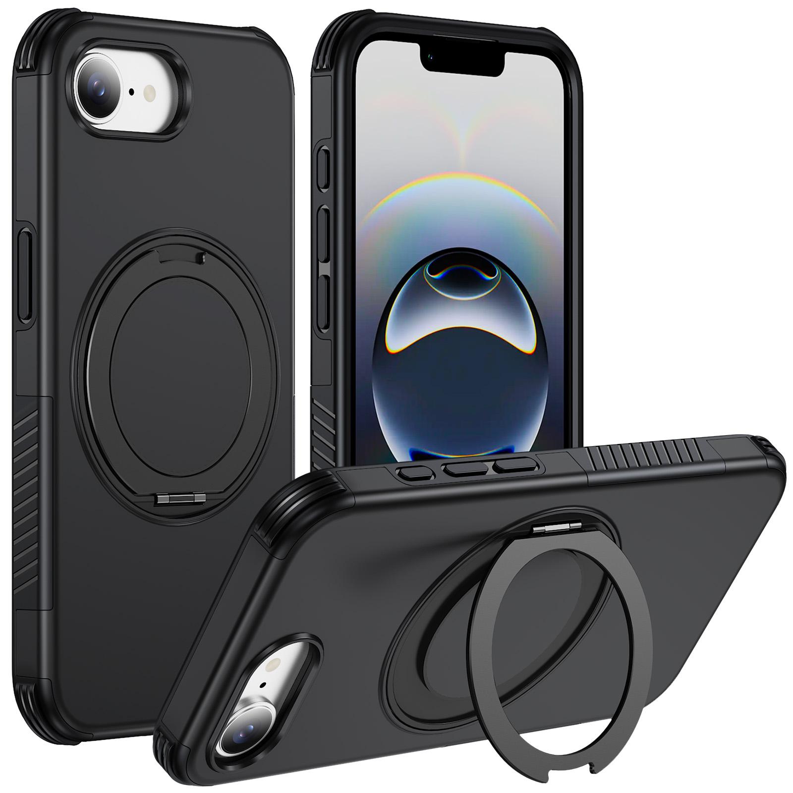 For iPhone 17e / 16e Magnetic 360 Rotating Holder Phone Case(Black) - Shopkiz.com