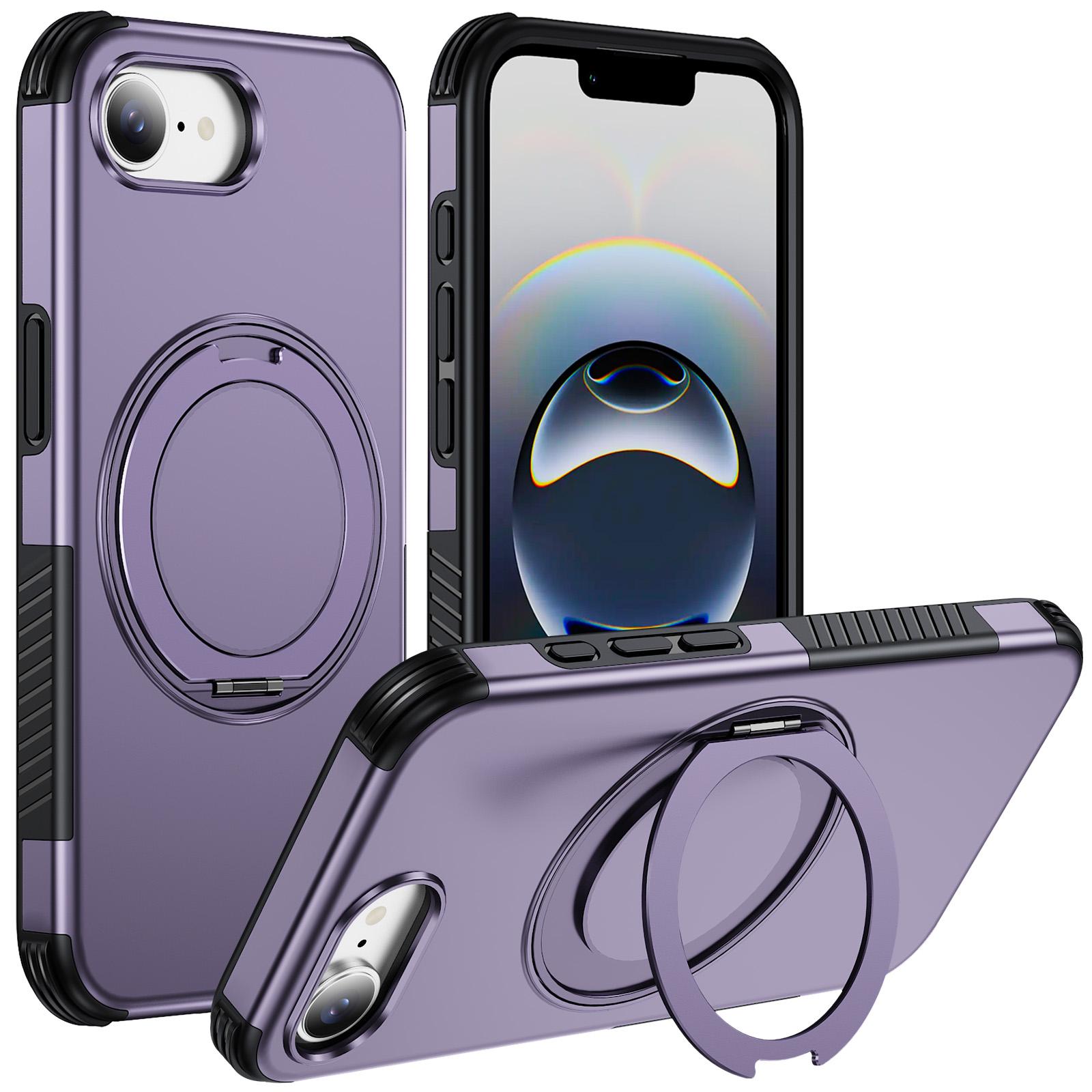 For iPhone 17e / 16e Magnetic 360 Rotating Holder Phone Case(Light Purple) - Shopkiz.com