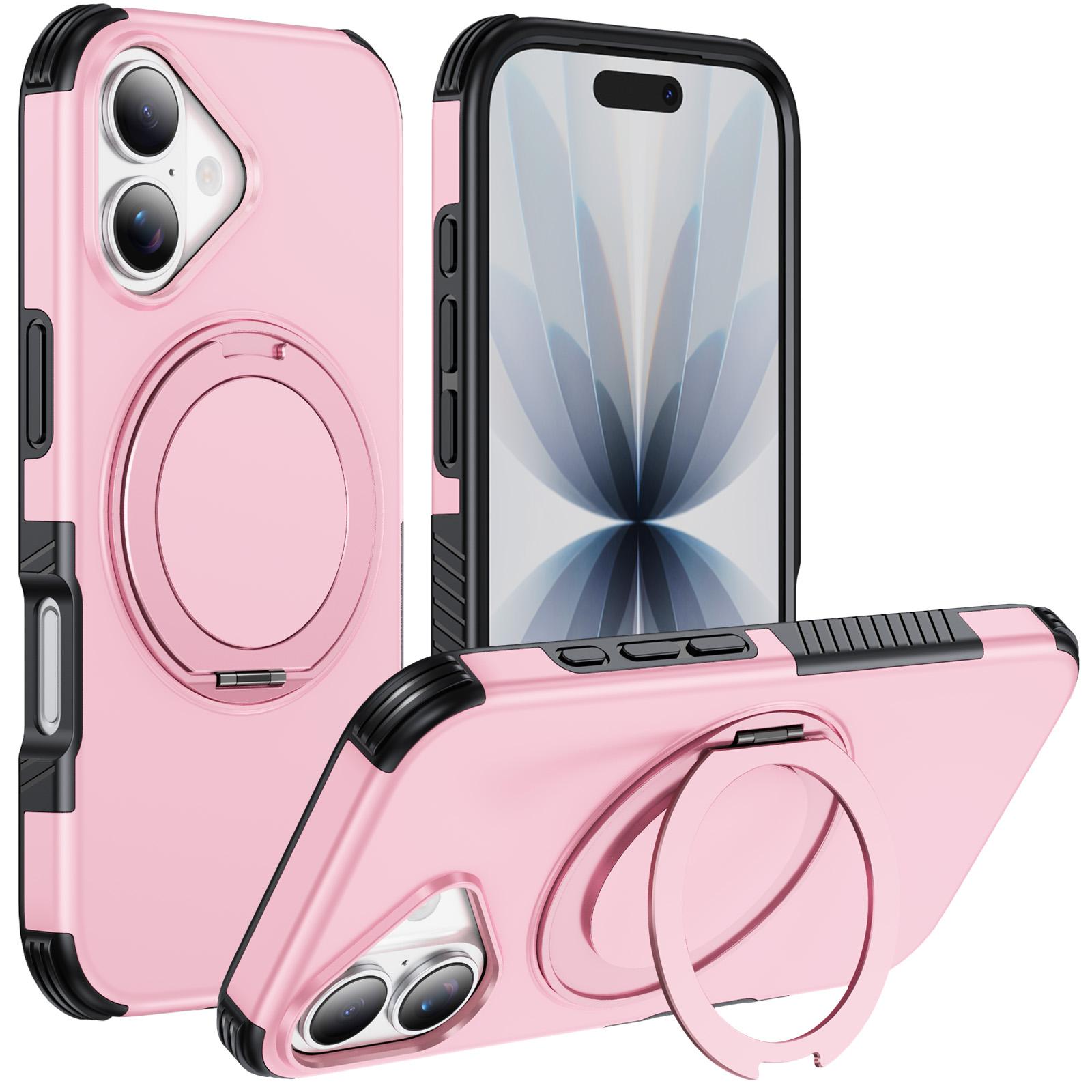 For iPhone 17 Magnetic 360 Rotating Holder Phone Case(Pink) - Shopkiz.com