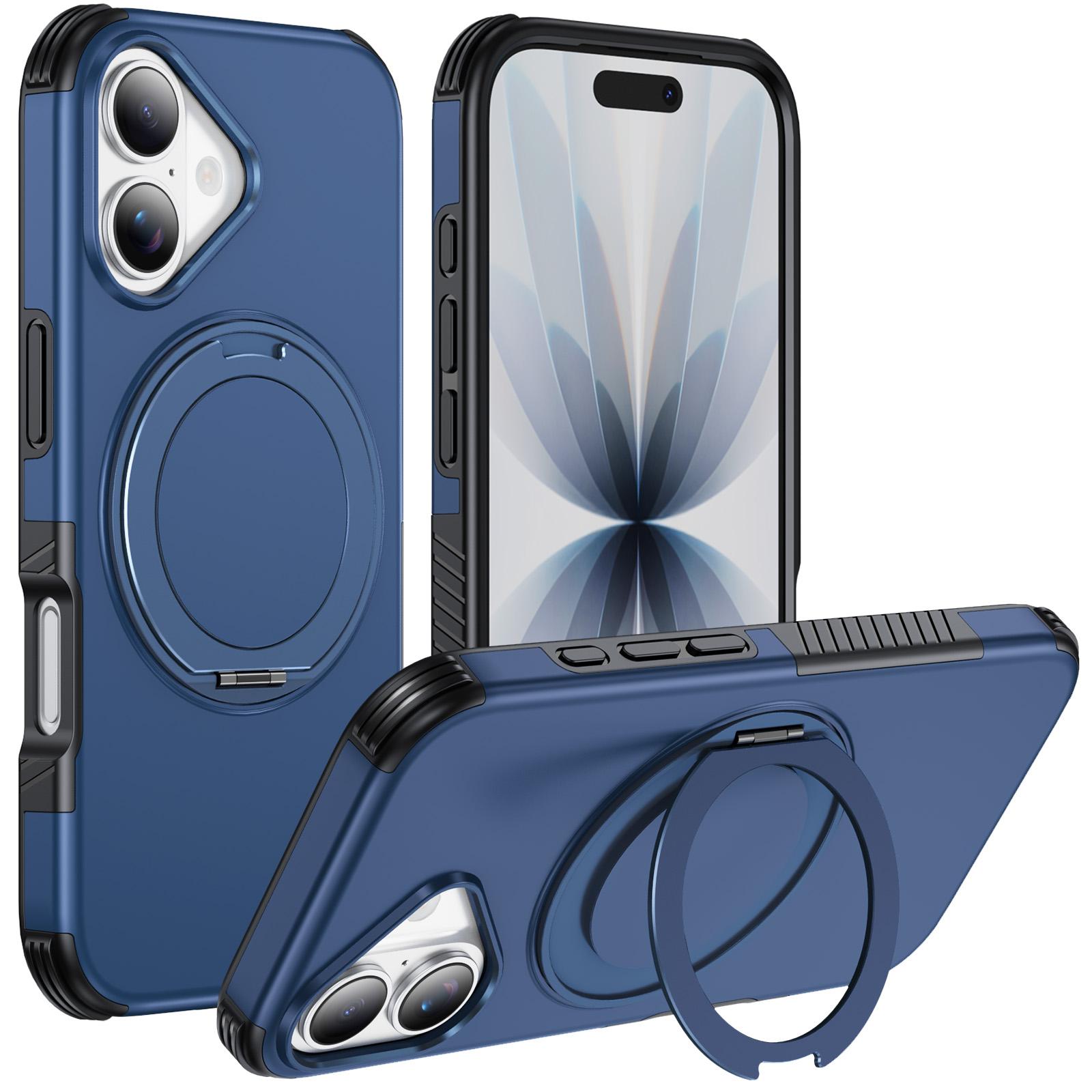 For iPhone 17 Magnetic 360 Rotating Holder Phone Case(Blue) - Shopkiz.com