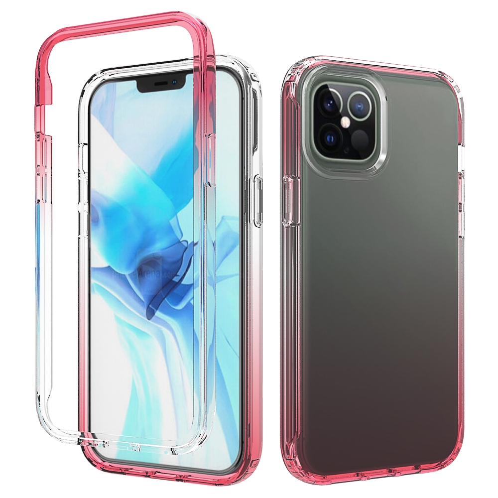 For iPhone 12 Pro Max Shockproof High Transparency Two-color Gradual Change PC+TPU Candy Colors Protective Case(Red) - Shopkiz.com