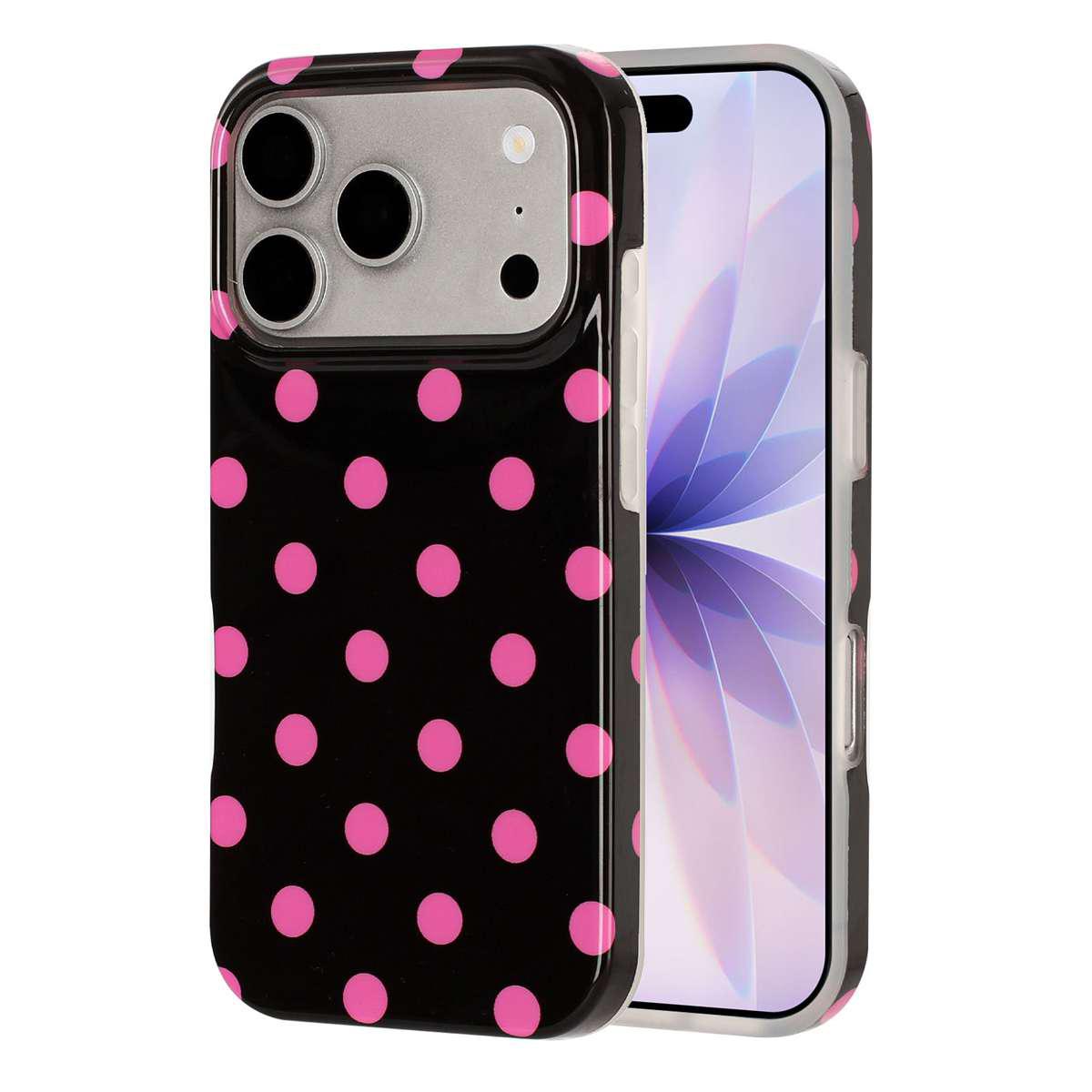 For iPhone 18 Pro Max Full Coverage IMD Printed Retro Large Dots Pattern TPU Phone Case(Black) - Shopkiz.com