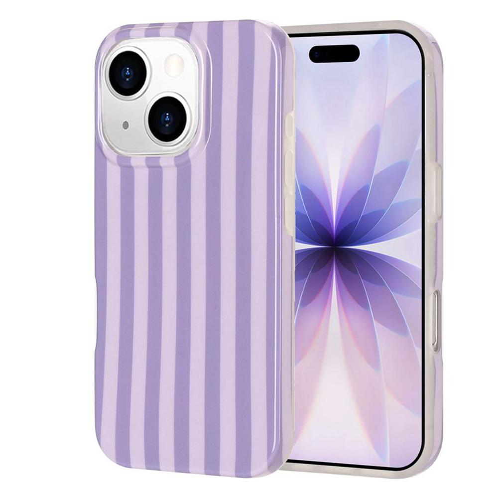 For iPhone 13 Pro Max Full Coverage IMD Printed Vertical Stripes TPU Phone Case(Purple) - Shopkiz.com