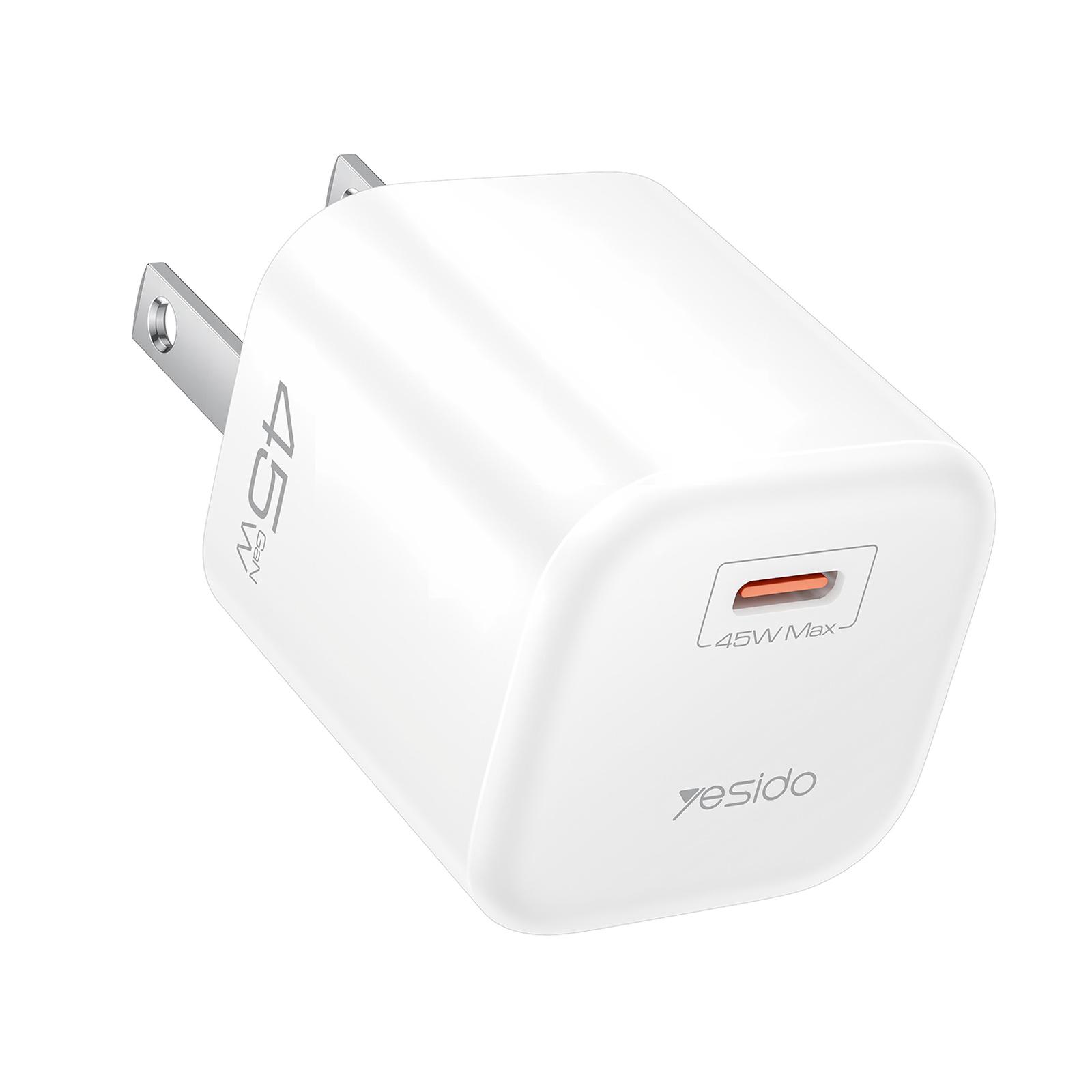 Yesido YC26U PD45W GaN Type-C Fast Charger with Type-C to Type-C Cable, Plug:US Plug(White) - Shopkiz.com