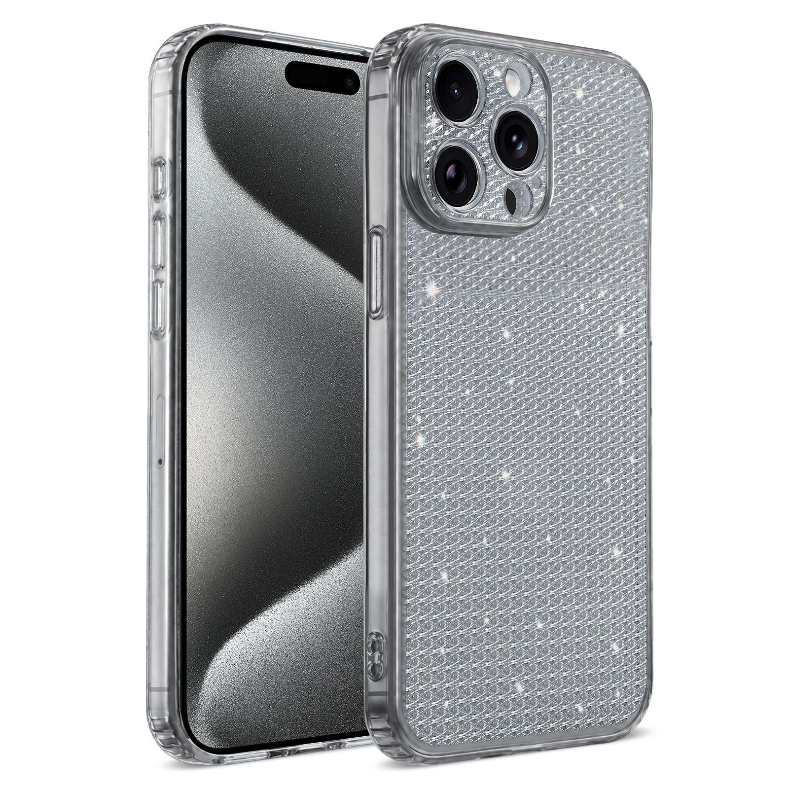 For iPhone 15 Pro Sparkling Diamond Glitter Airbag Phone Case(Black) - Shopkiz.com