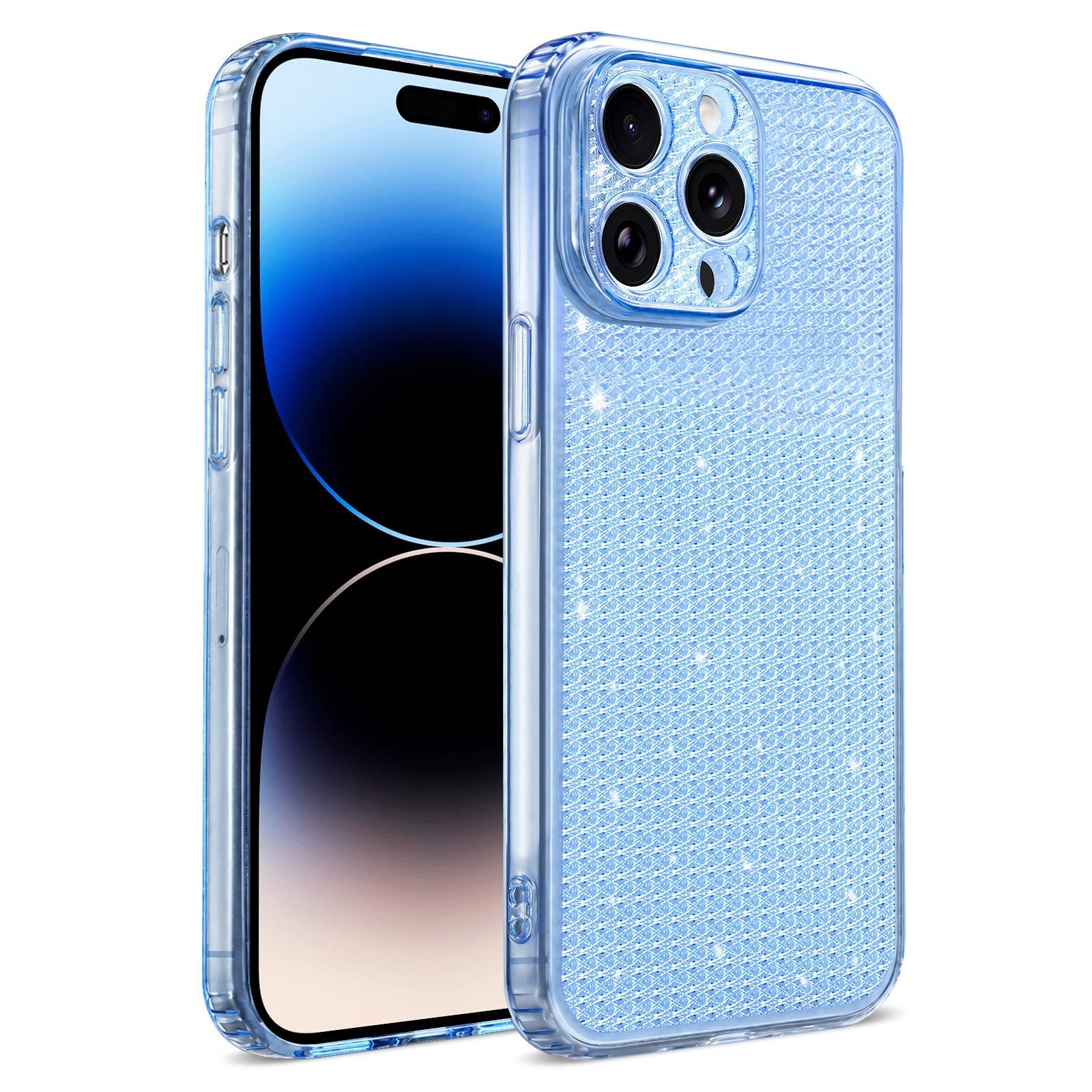 For iPhone 14 Pro Sparkling Diamond Glitter Airbag Phone Case(Blue) - Shopkiz.com