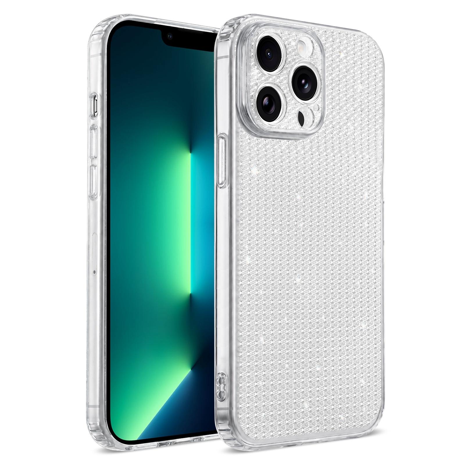For iPhone 13 Pro Sparkling Diamond Glitter Airbag Phone Case(White) - Shopkiz.com