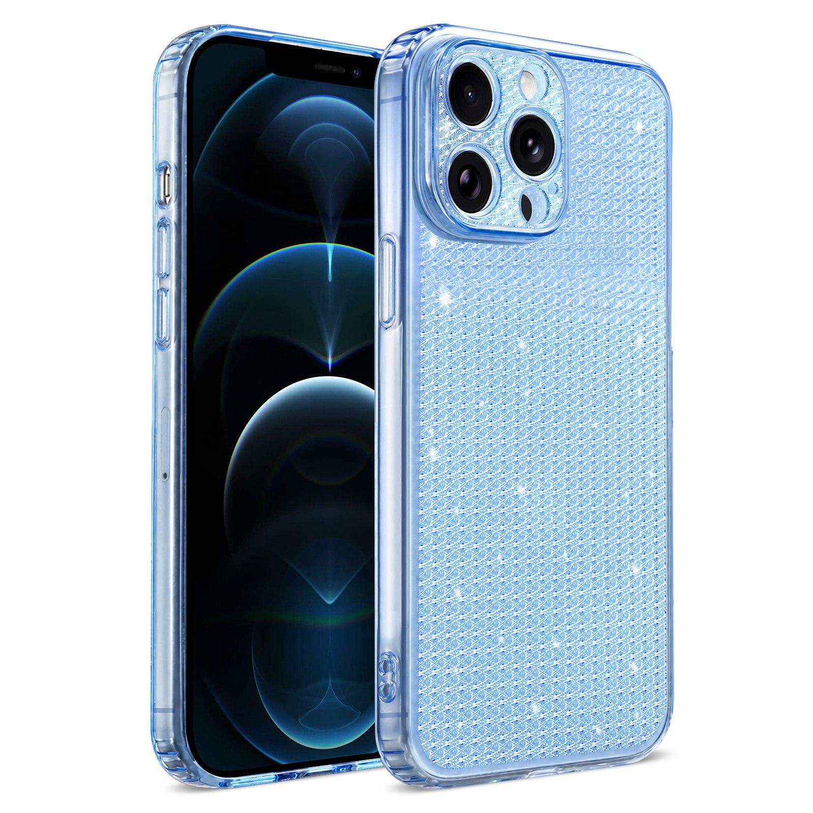 For iPhone 12 Pro Sparkling Diamond Glitter Airbag Phone Case(Blue) - Shopkiz.com