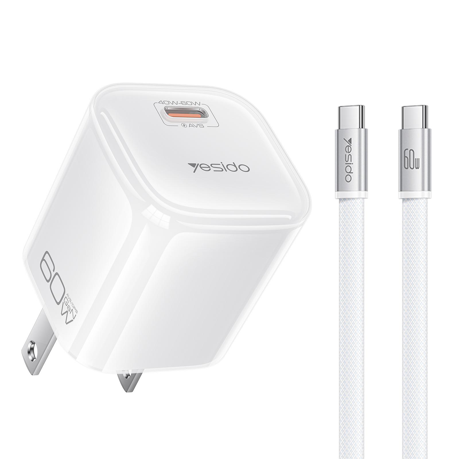 Yesido YC27U Transparent AVS 40-60W USB-C/Type-C Interface Charger, Plug:US Plug(White) - Shopkiz.com
