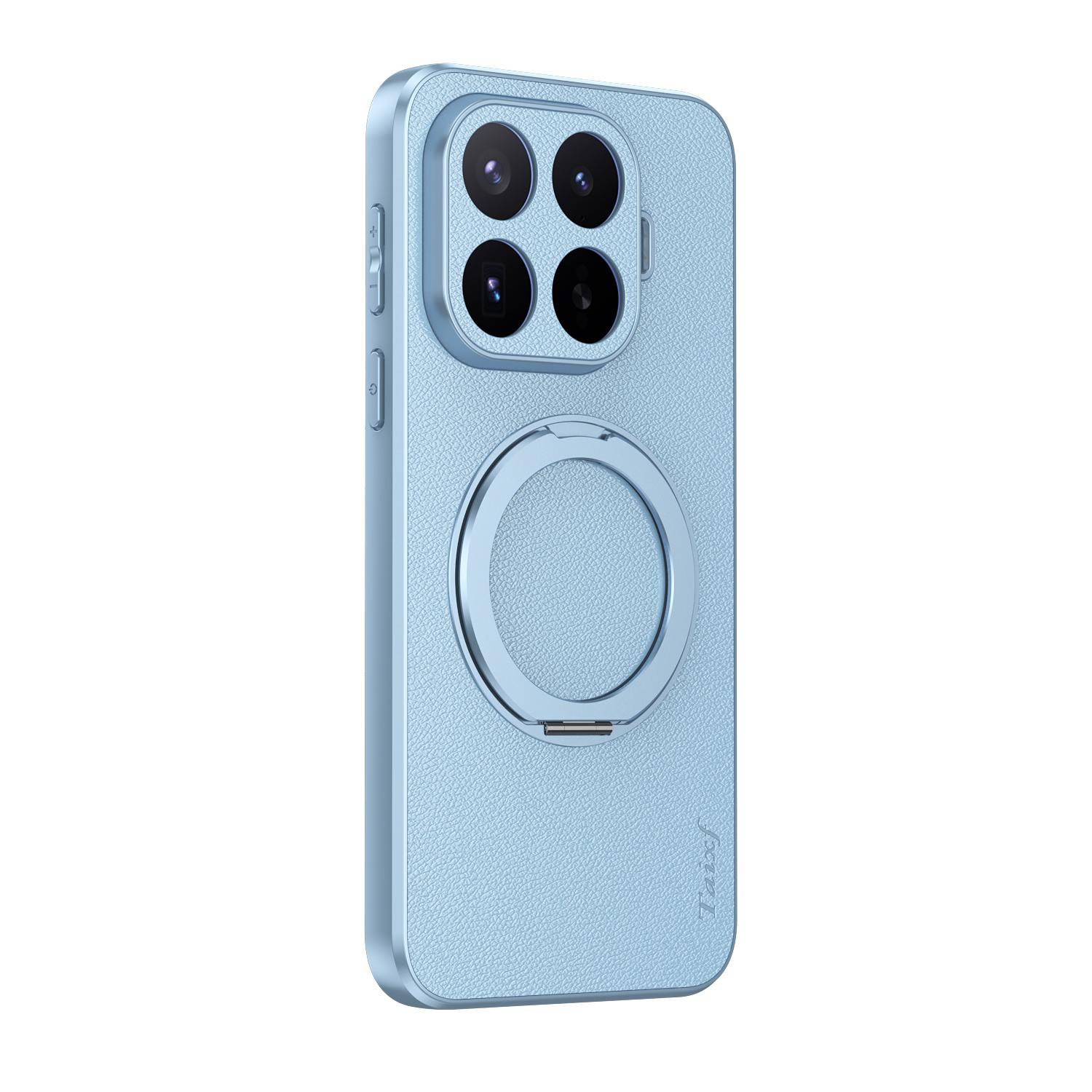 For Xiaomi 17T Pro 5G Goatskin Vegan Leather Magnetic Phone Case With 360 Degree Rotating Holder(Blue) - Shopkiz.com