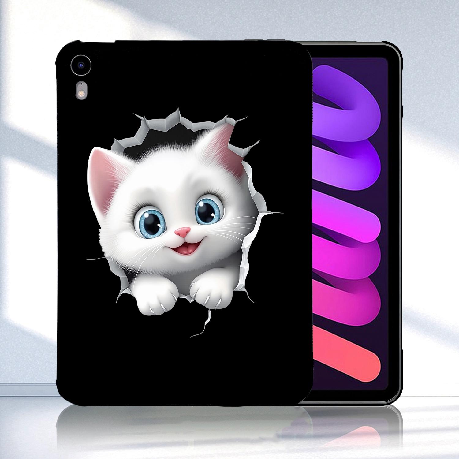 For iPad mini 2024 / mini 6 Color Painting Pattern TPU Tablet Case(Big-eyed White Cat) - Shopkiz.com