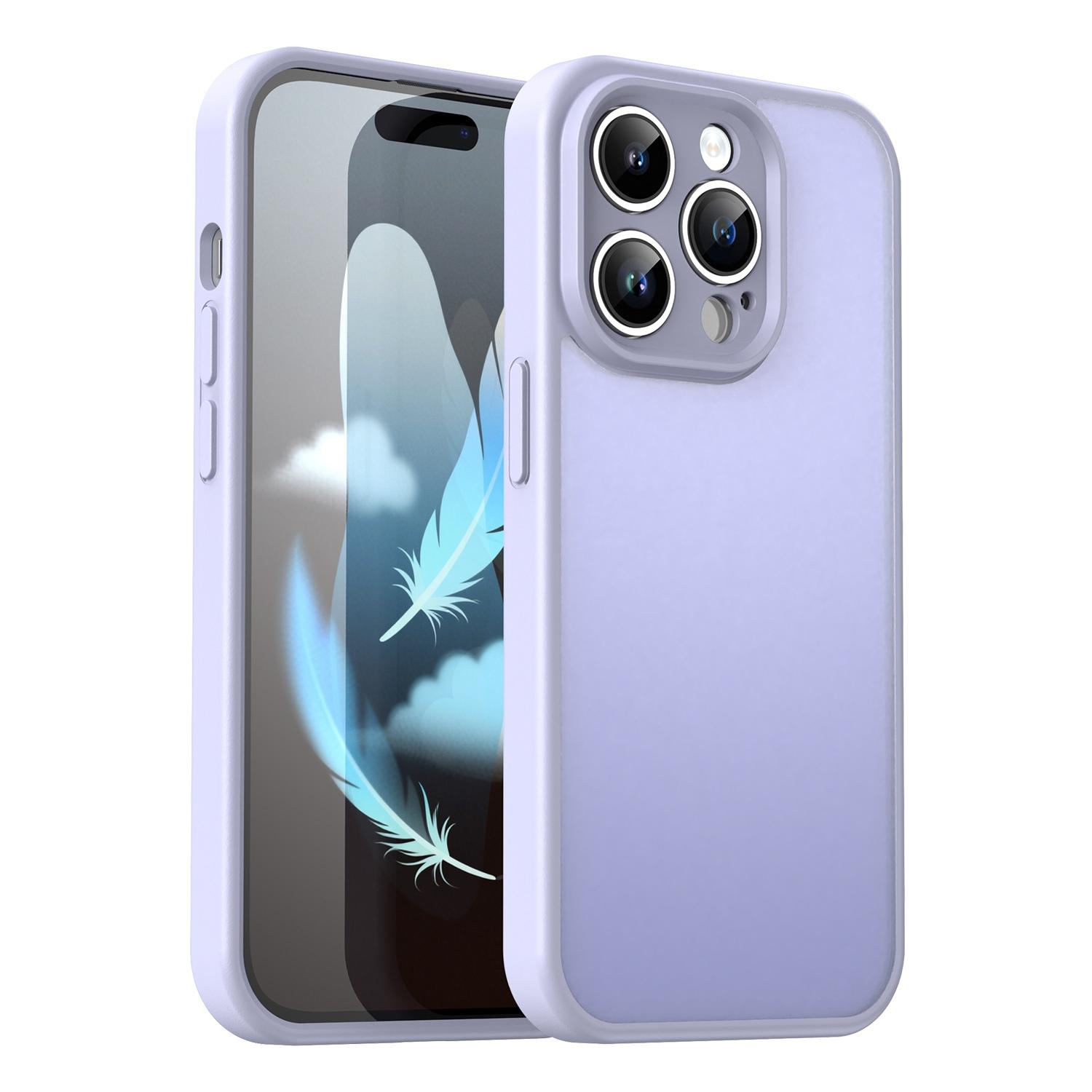 For iPhone 14 Pro Fanying Series Precision Camera Hole PC Hybrid TPU Translucent Frosted Phone Case(Lavender) - Shopkiz.com