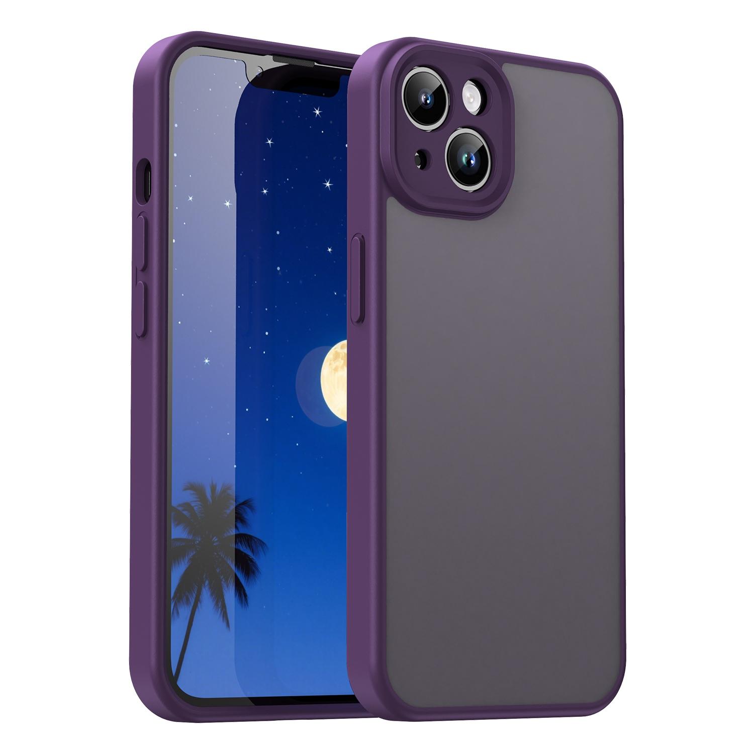For iPhone 13 Fanying Series Precision Camera Hole PC Hybrid TPU Translucent Frosted Phone Case(Crystal Purple) - Shopkiz.com