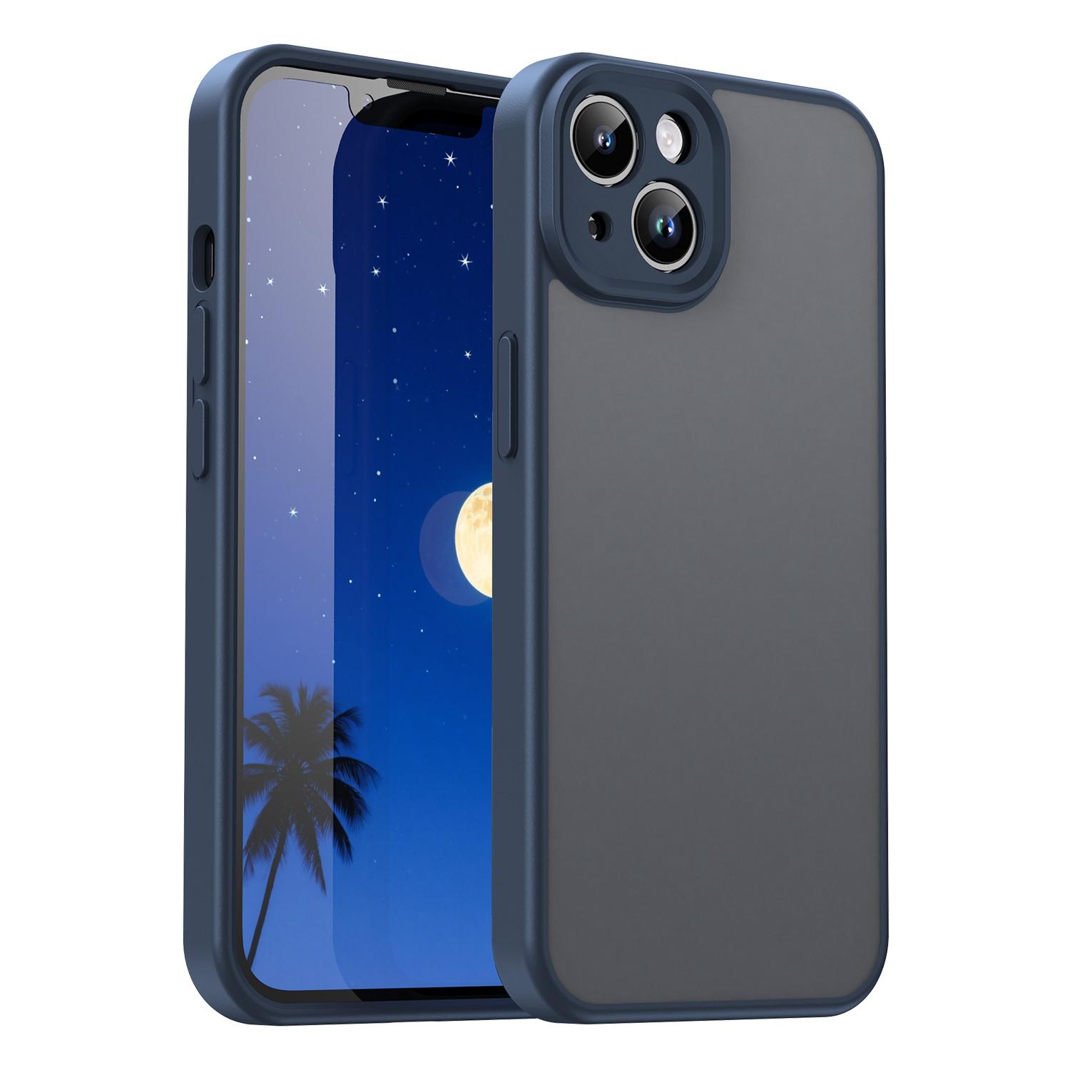 For iPhone 13 Fanying Series Precision Camera Hole PC Hybrid TPU Translucent Frosted Phone Case(Cyan Blue) - Shopkiz.com