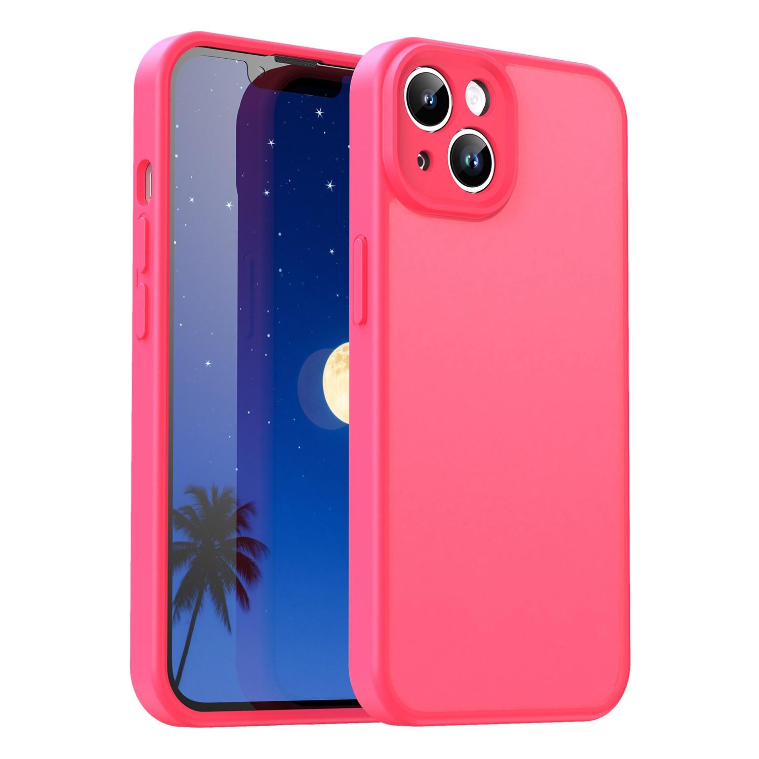 For iPhone 14 Fanying Series Precision Camera Hole PC Hybrid TPU Translucent Frosted Phone Case(Rose Red) - Shopkiz.com