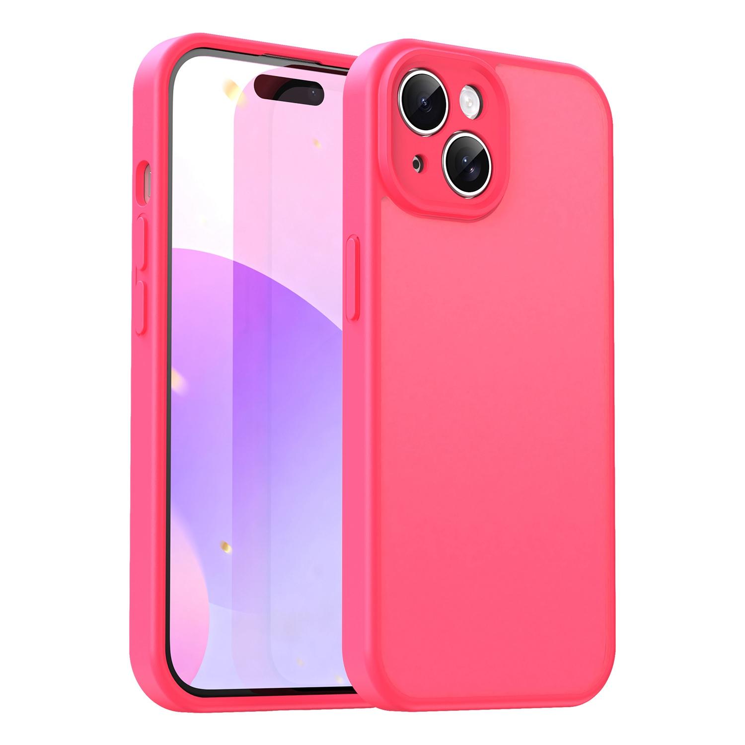 For iPhone 15 Fanying Series Precision Camera Hole PC Hybrid TPU Translucent Frosted Phone Case(Rose Red) - Shopkiz.com