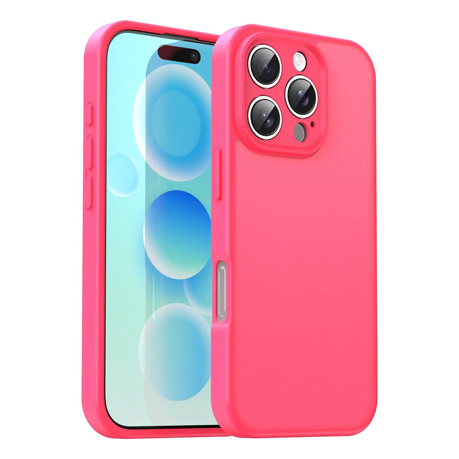 For iPhone 16 Pro Fanying Series Precision Camera Hole PC Hybrid TPU Translucent Frosted Phone Case(Rose Red) - Shopkiz.com