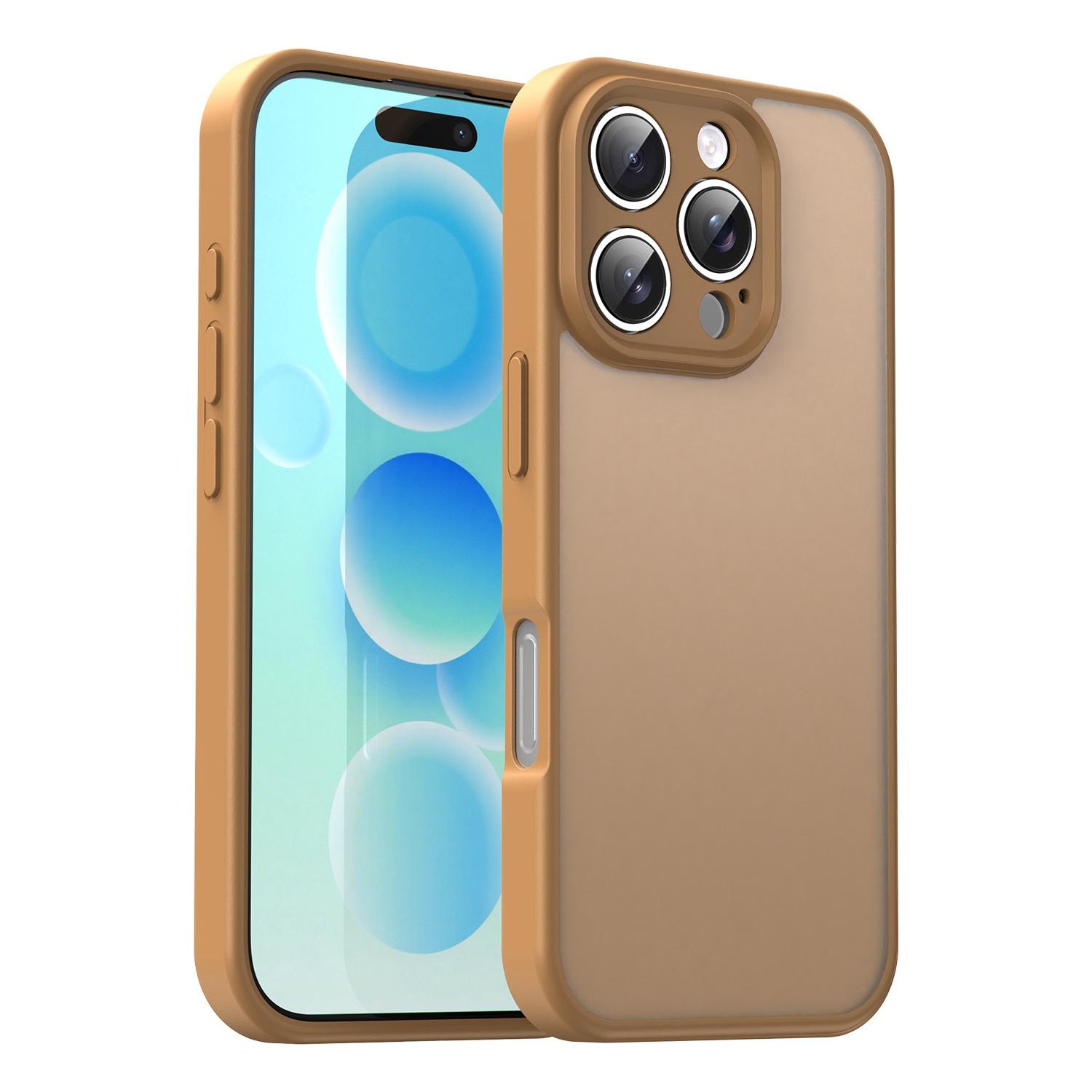 For iPhone 16 Pro Fanying Series Precision Camera Hole PC Hybrid TPU Translucent Frosted Phone Case(Desert Gold) - Shopkiz.com