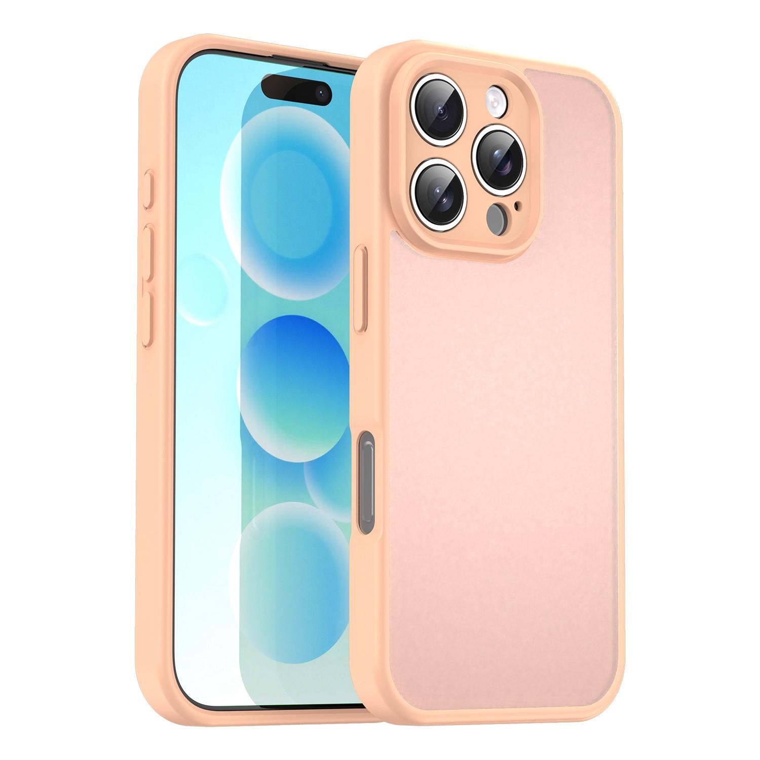 For iPhone 16 Pro Fanying Series Precision Camera Hole PC Hybrid TPU Translucent Frosted Phone Case(Rouge Powder) - Shopkiz.com
