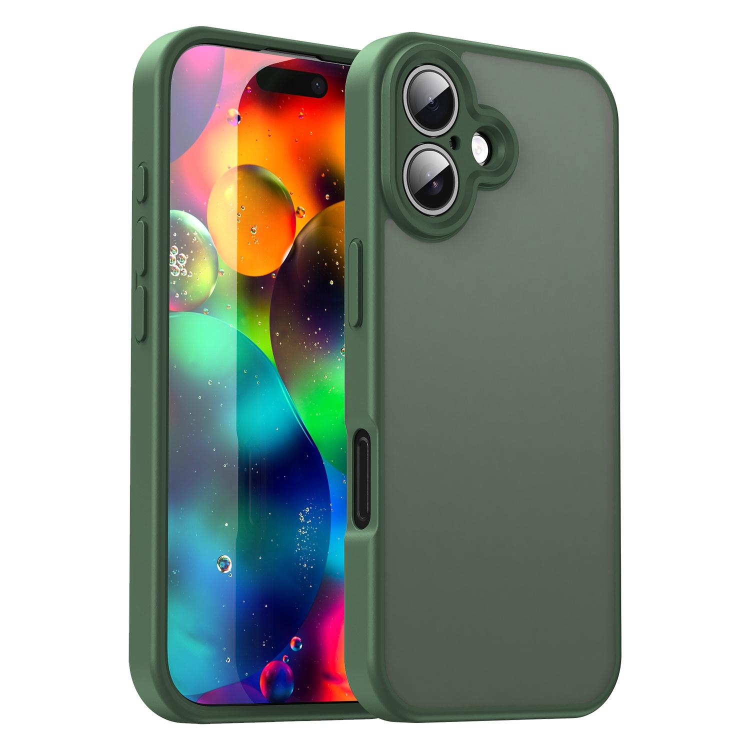 For iPhone 17 Fanying Series Precision Camera Hole PC Hybrid TPU Translucent Frosted Phone Case(Olive Green) - Shopkiz.com