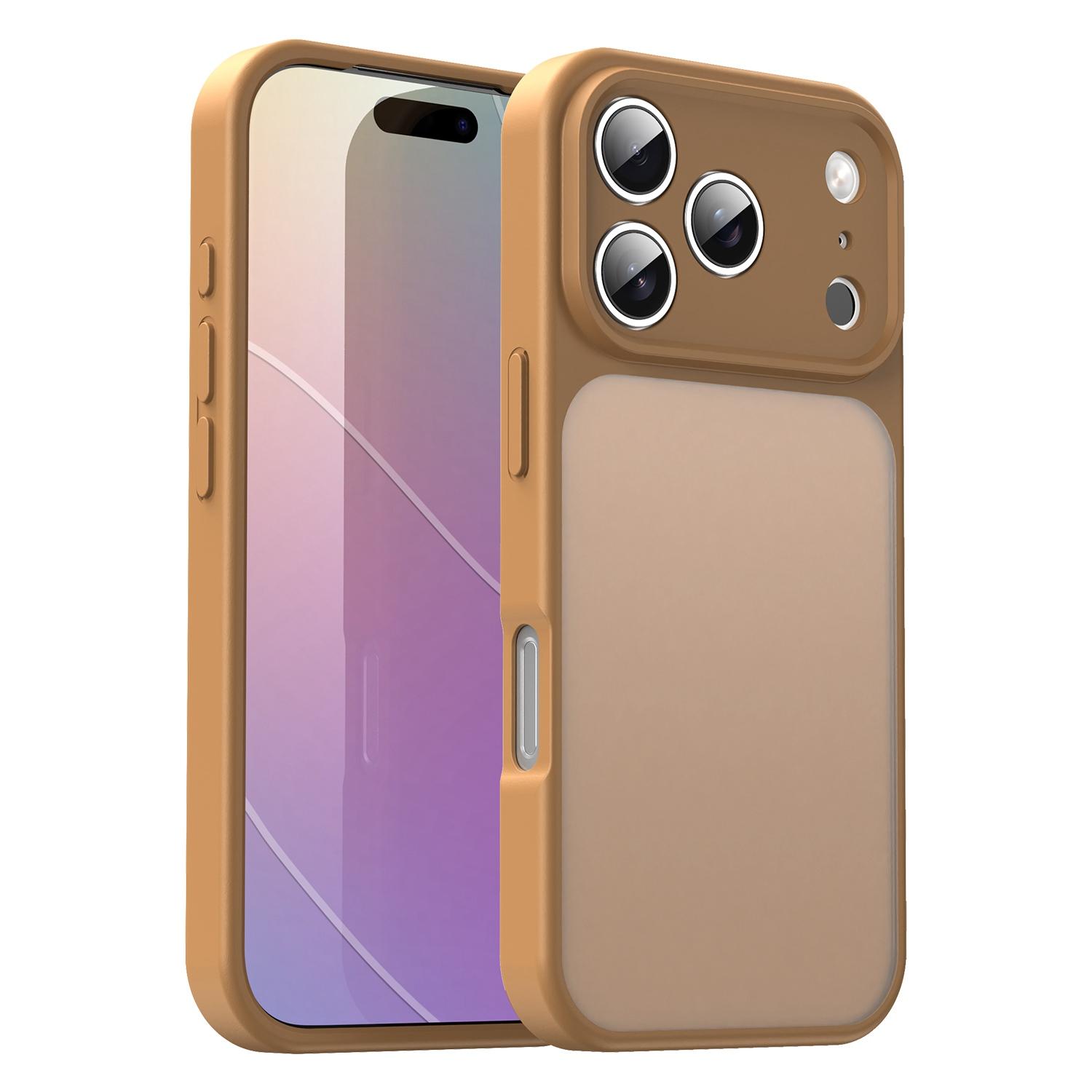 For iPhone 17 Pro Fanying Series Precision Camera Hole PC Hybrid TPU Translucent Frosted Phone Case(Desert Gold) - Shopkiz.com