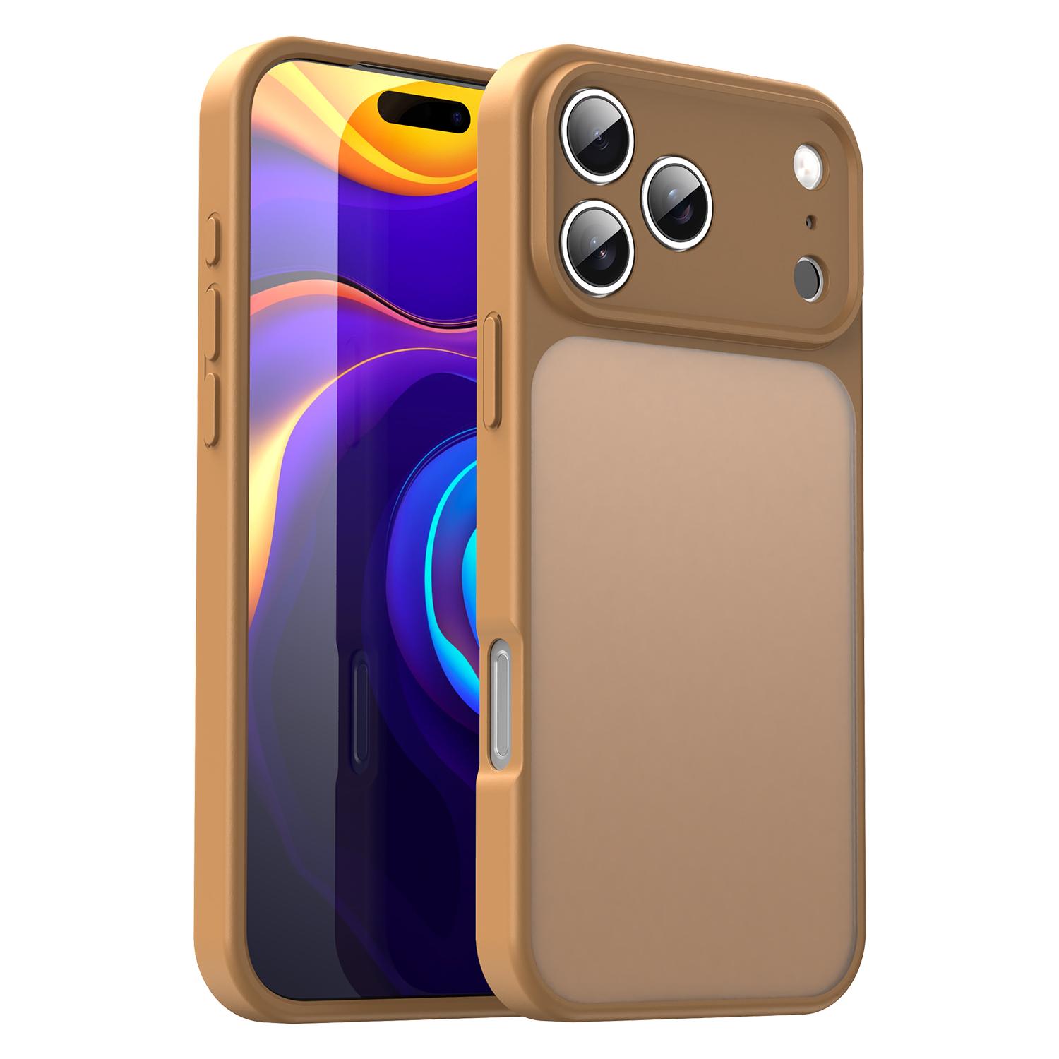 For iPhone 18 Pro Fanying Series Precision Camera Hole PC Hybrid TPU Translucent Frosted Phone Case(Desert Gold) - Shopkiz.com
